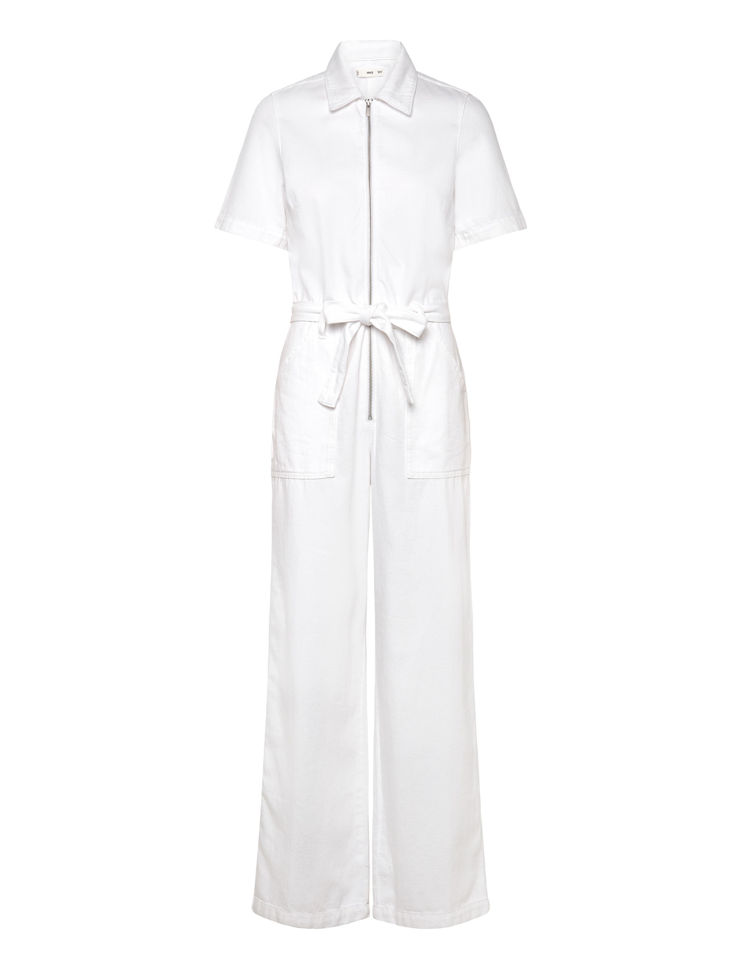MANGO Denim Jumpsuit Gürtel Weiß - S - Damen