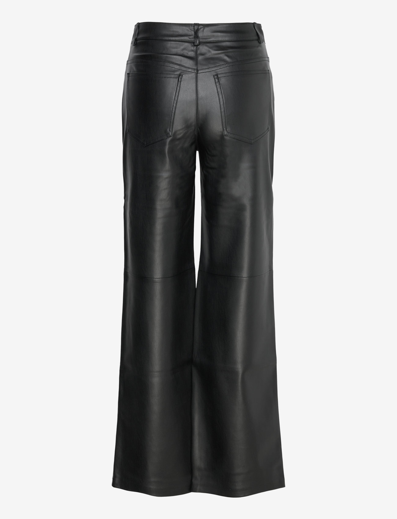 Mango - Leather-effect straight trousers - læderbukser - black - 1