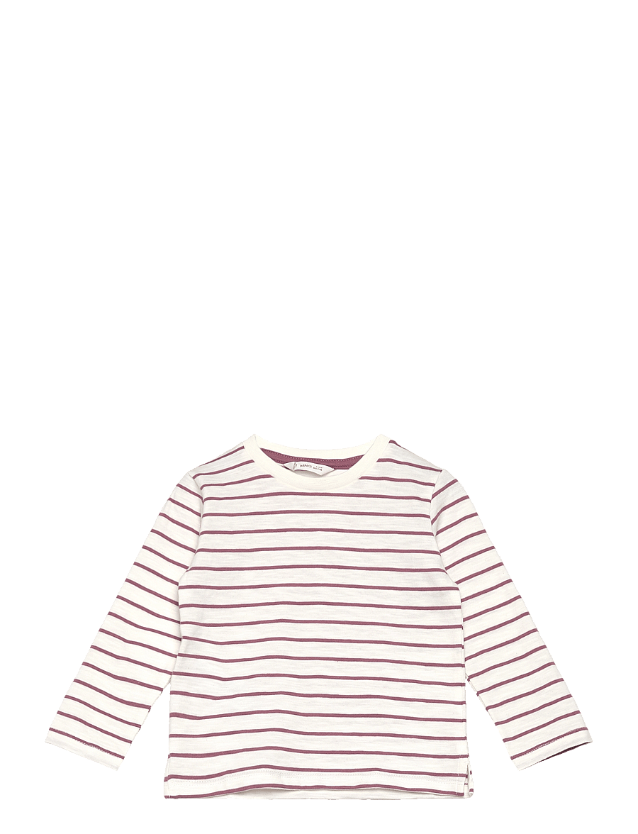 Mango - Striped cotton T-shirt - langärmelig - natural white - 0