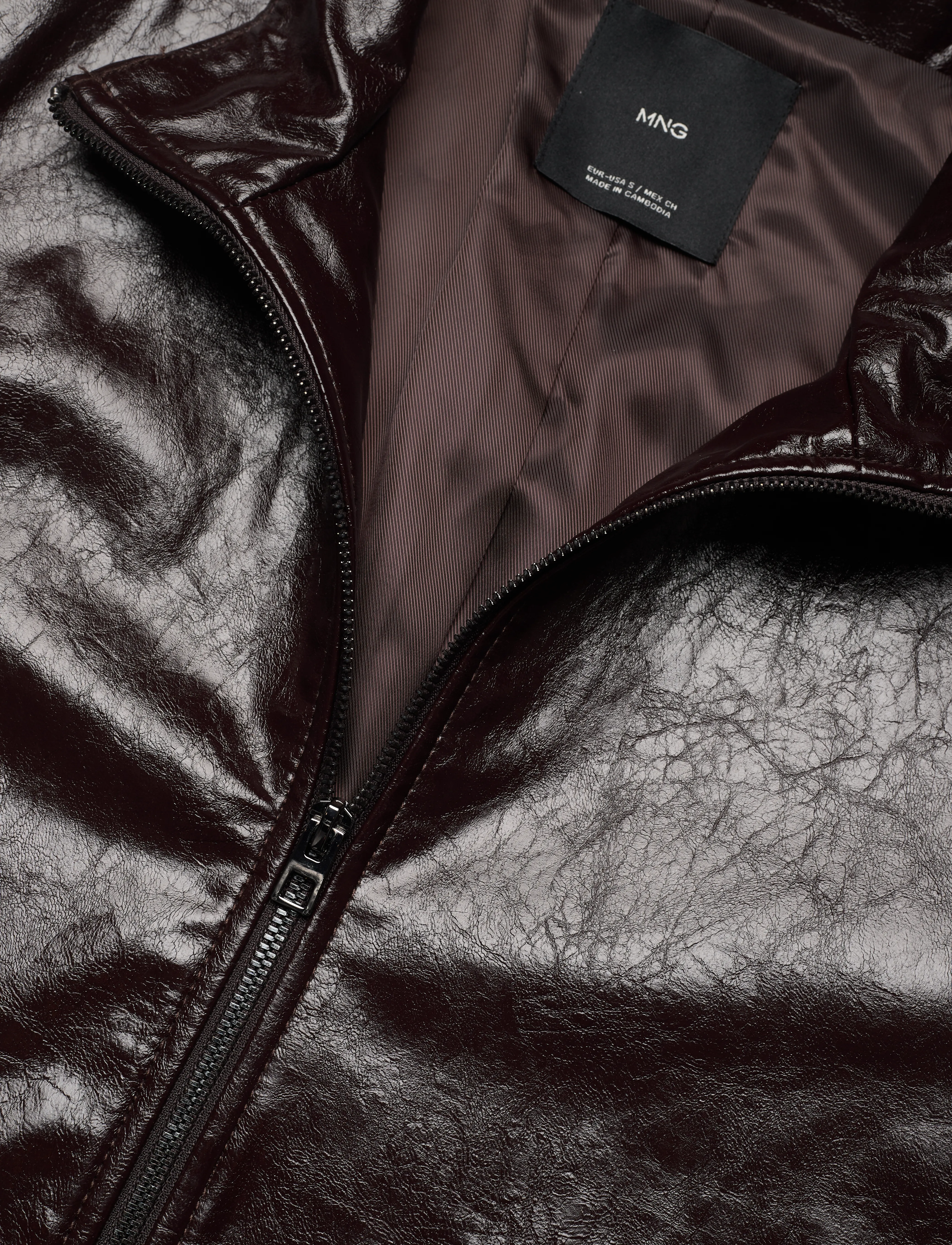 Mango - Perkins collar texture jacket - brown - 5