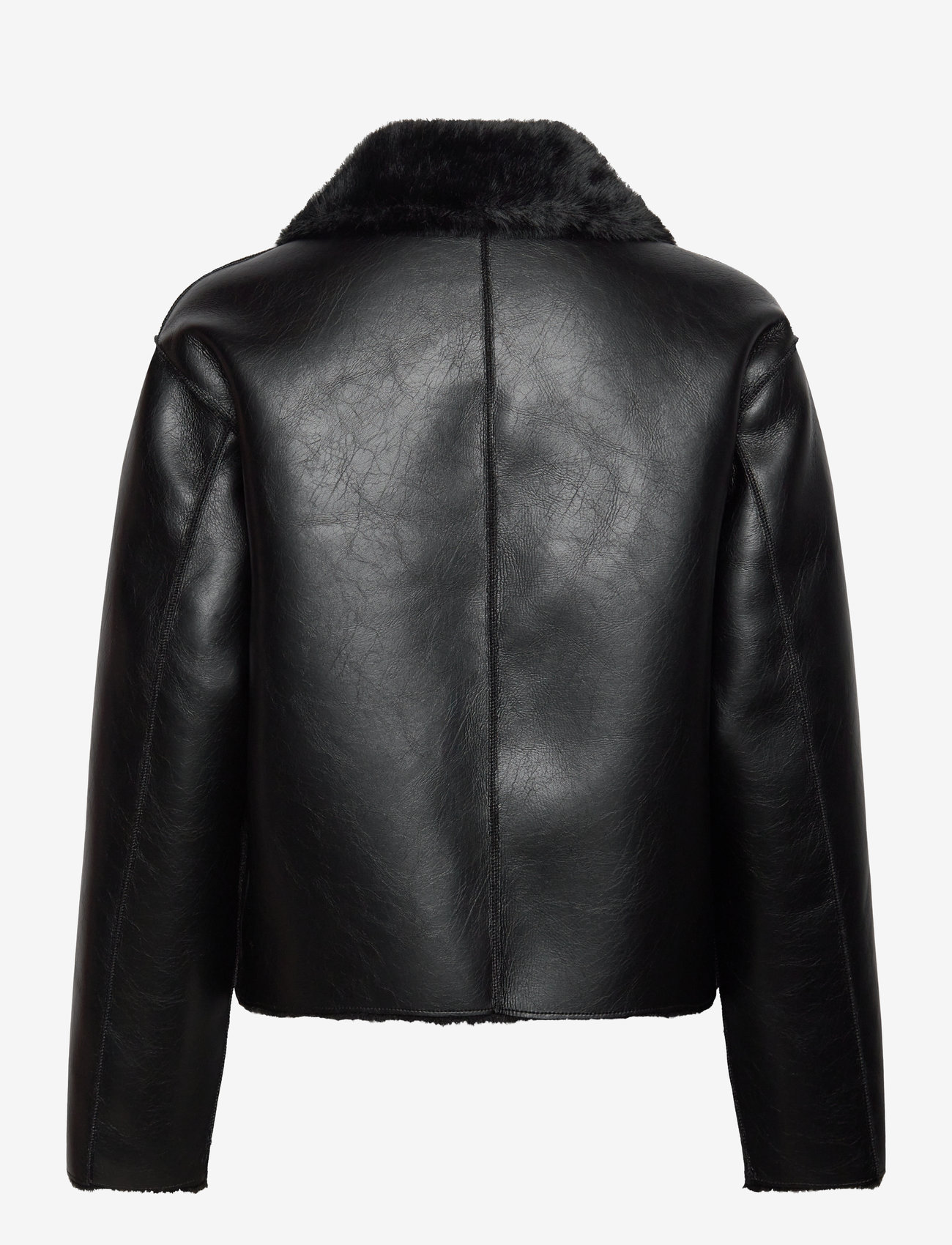 Mango - Double-sided leather-effect jacket with pockets - forårsjakker - black - 1