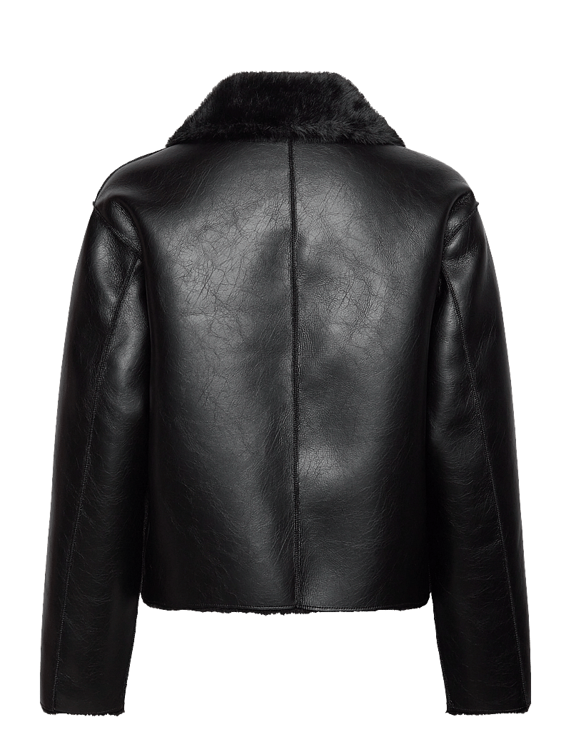 Mango - Double-sided leather-effect jacket with pockets - skinnjackor - black - 2