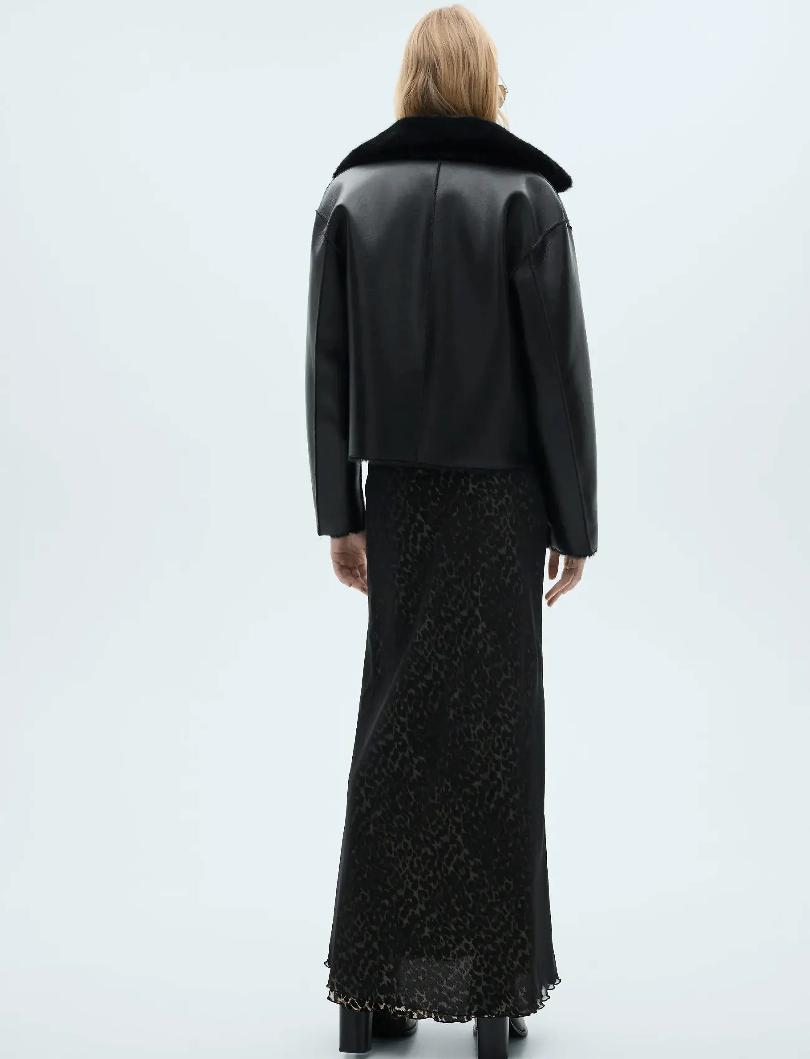 Mango - Double-sided leather-effect jacket with pockets - yttertøy - black - 4