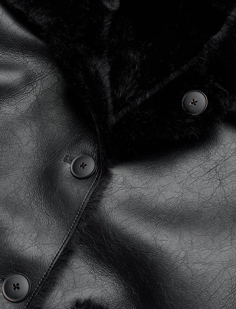 Mango - Double-sided leather-effect jacket with pockets - skinnjackor - black - 5