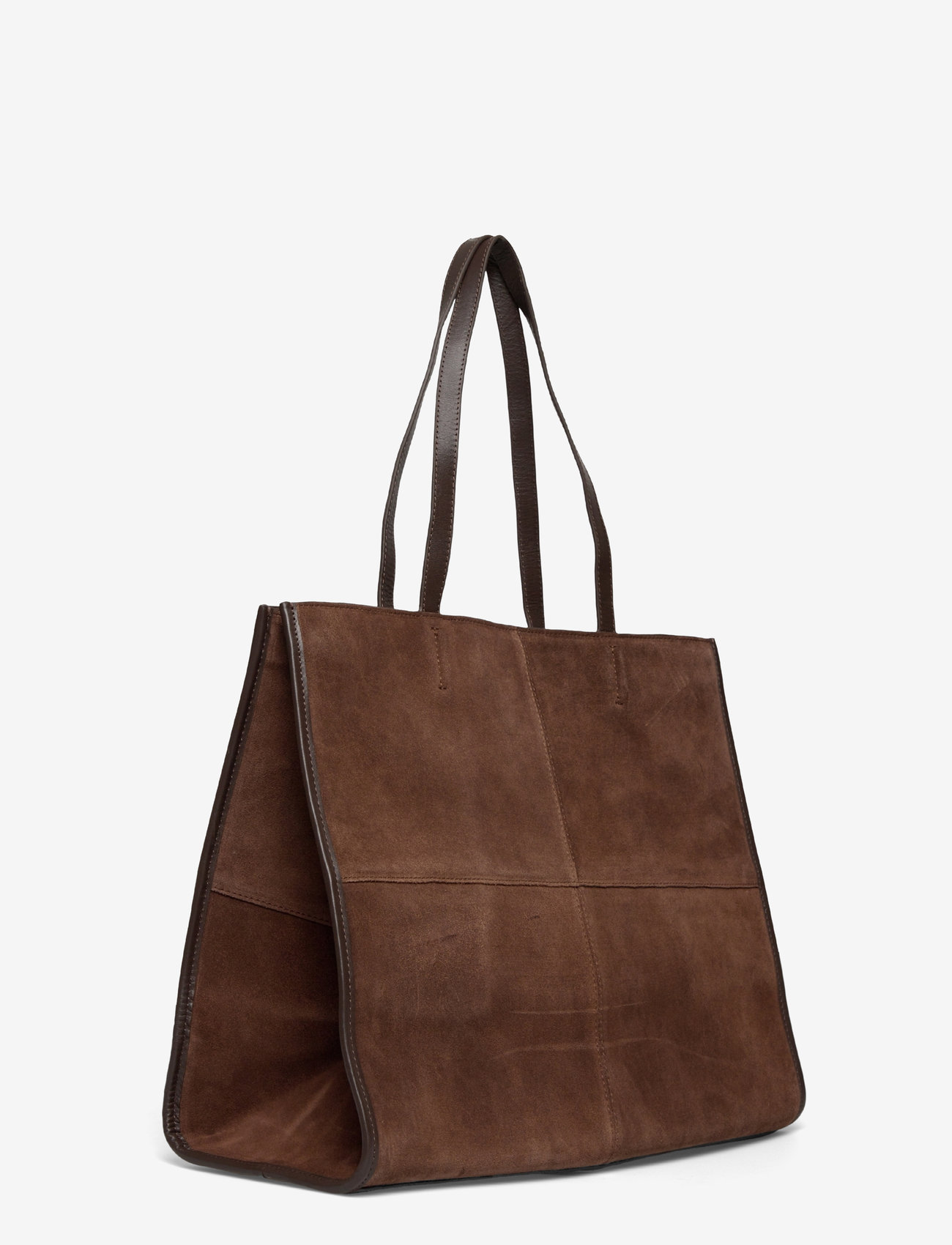 Mango - Leather shopper bag with stitching - dark brown - 2