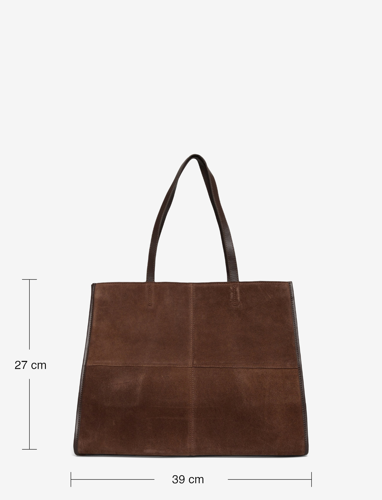 Mango - Leather shopper bag with stitching - dark brown - 5