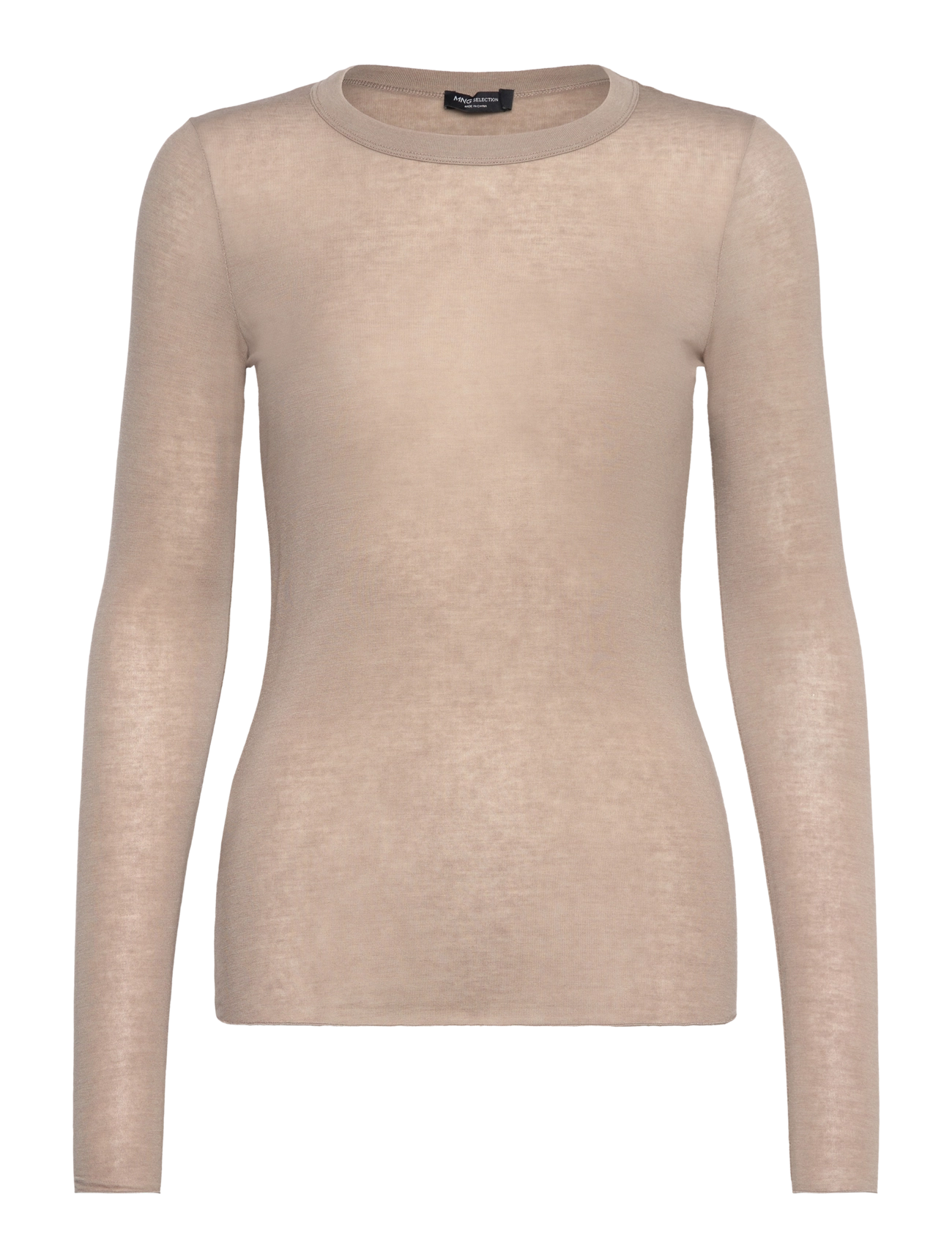 Long-sleeved wool-blend t-shirt - LT PASTEL BROWN
