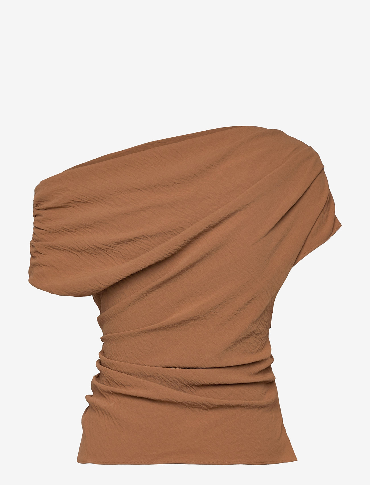 Mango - Asymmetric ruched top - dark brown - 1