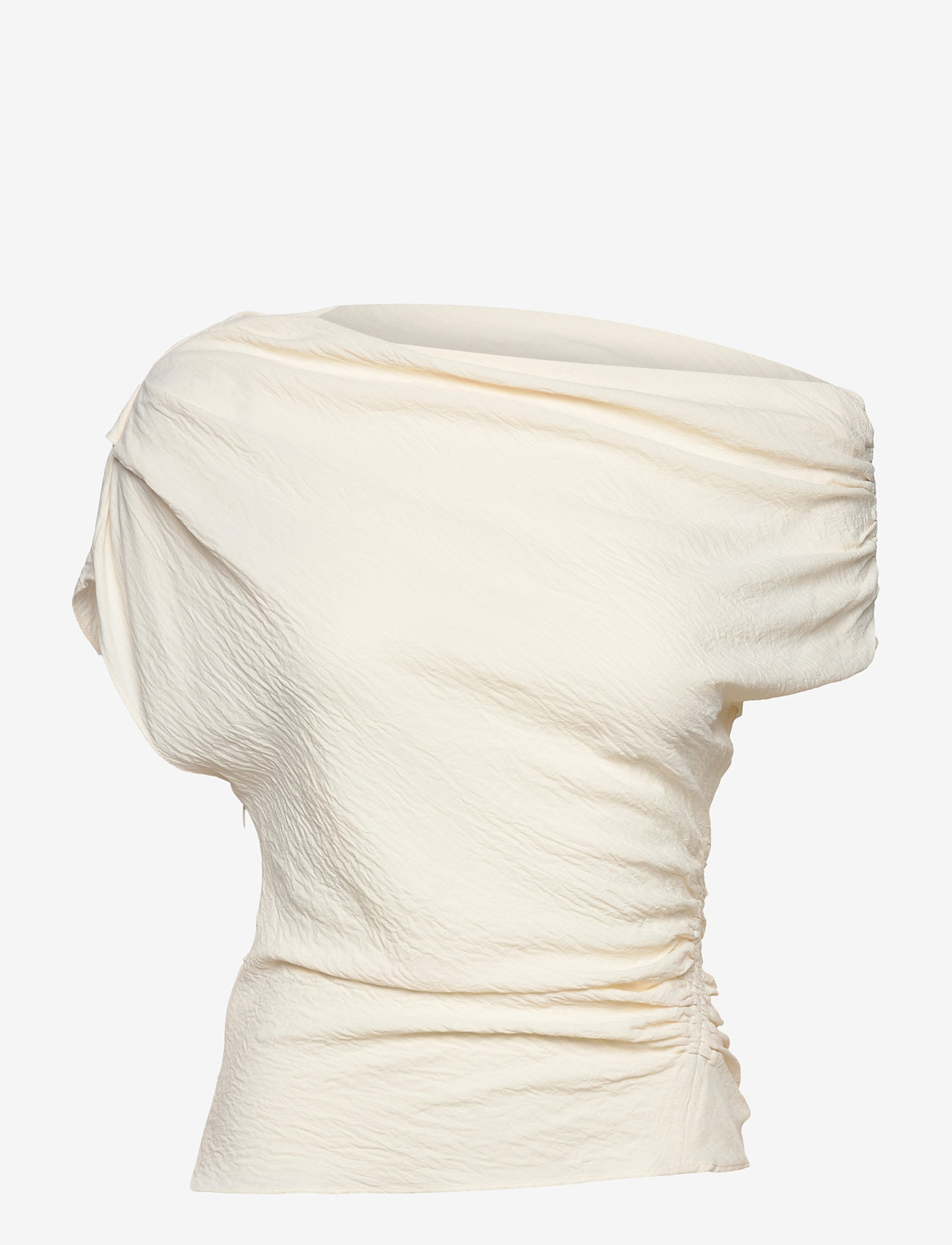 Mango - Asymmetric ruched top - light beige - 0