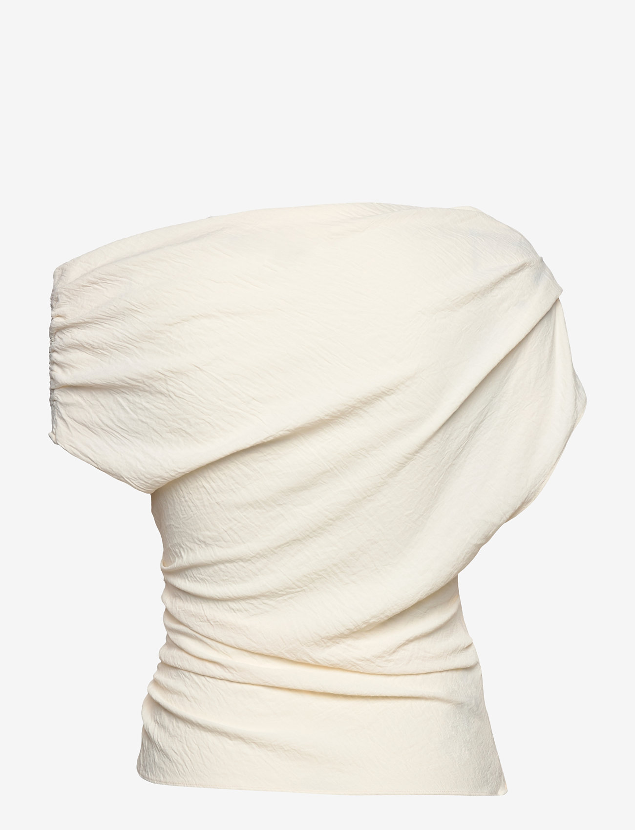 Mango - Asymmetric ruched top - light beige - 1