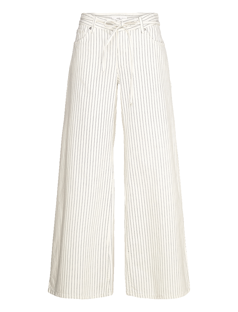 Mango - Wide leg jeans with stripes and belt - hosen mit weitem bein - natural white - 1