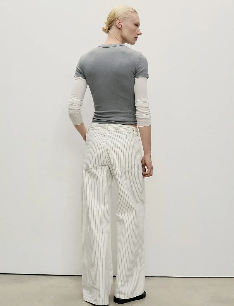 Mango - Wide leg jeans with stripes and belt - hosen mit weitem bein - natural white - 3