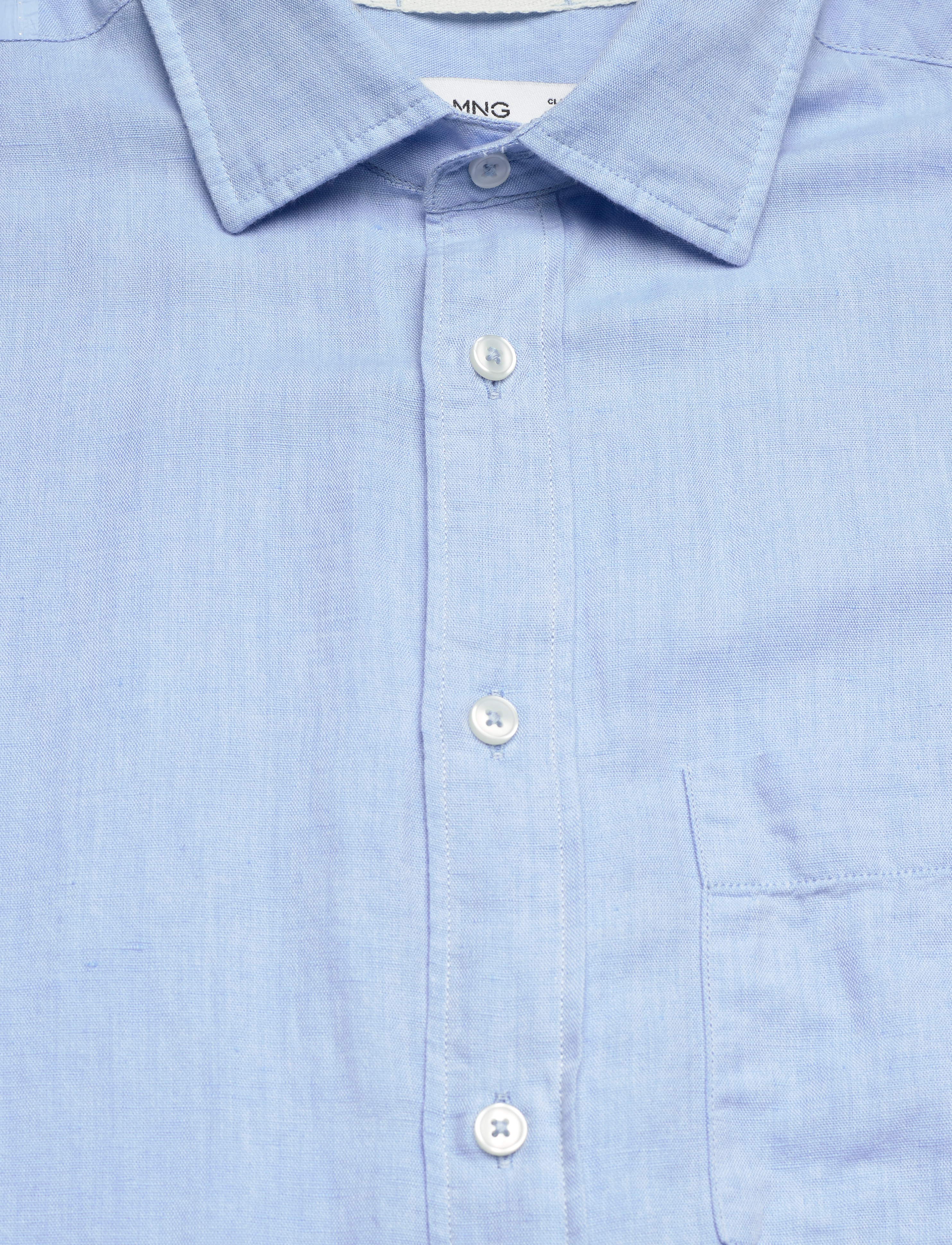Mango - Pocket linen shirt - lt-pastel blue - 2