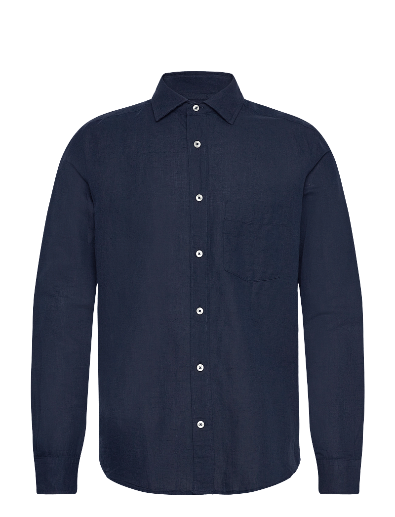 Mango - Pocket linen shirt - leinenhemden - navy - 0