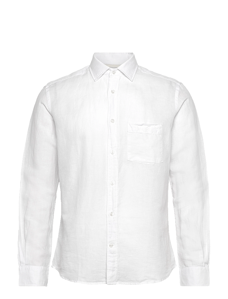 Mango - Pocket linen shirt - linneskjortor - white - 0