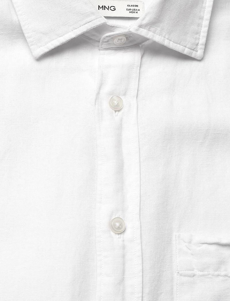 Mango - Pocket linen shirt - linneskjortor - white - 2