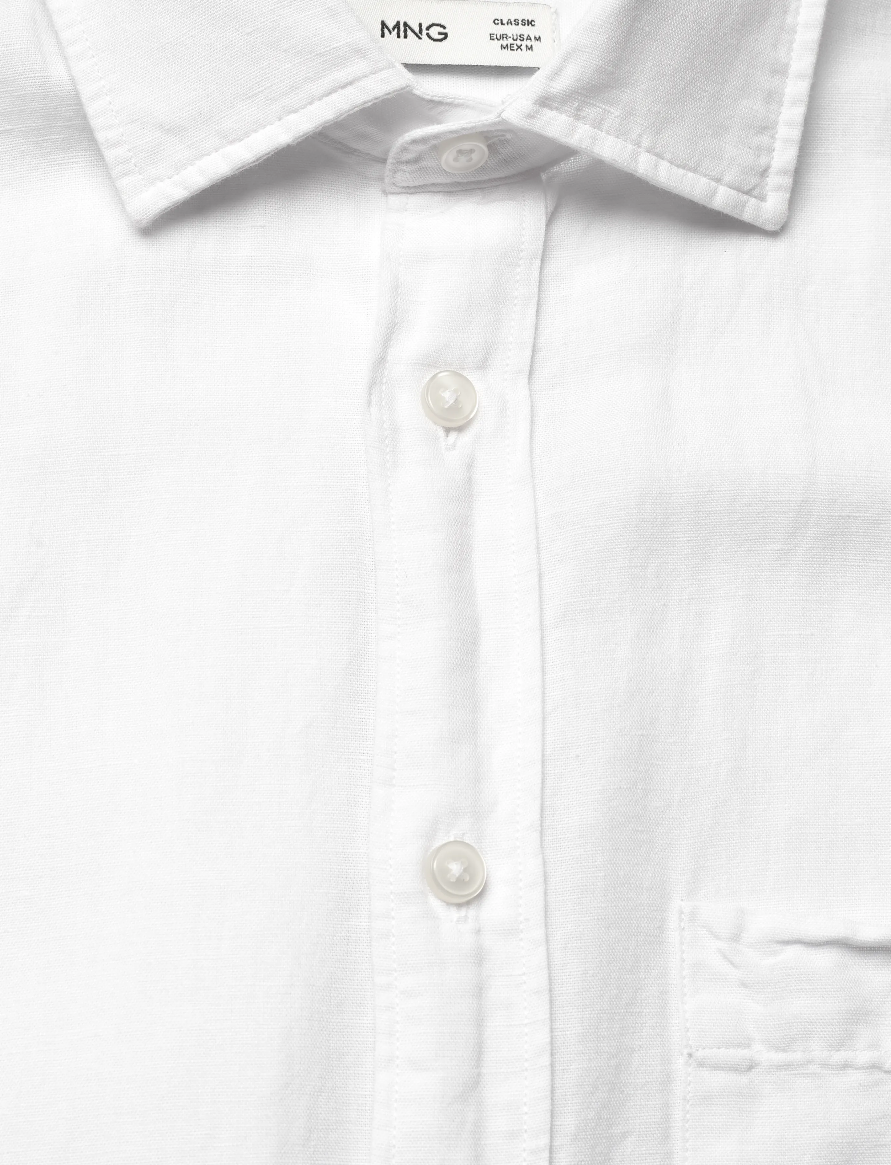 Mango - Pocket linen shirt - white - 2