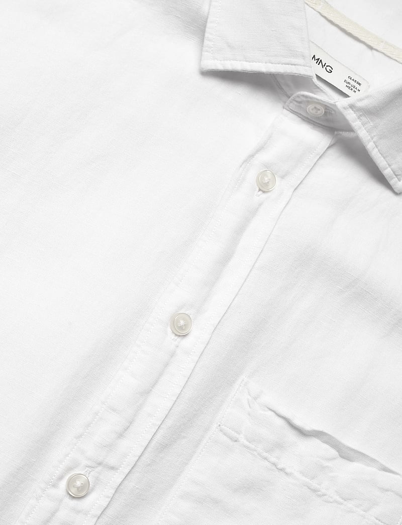 Mango - Pocket linen shirt - linneskjortor - white - 3