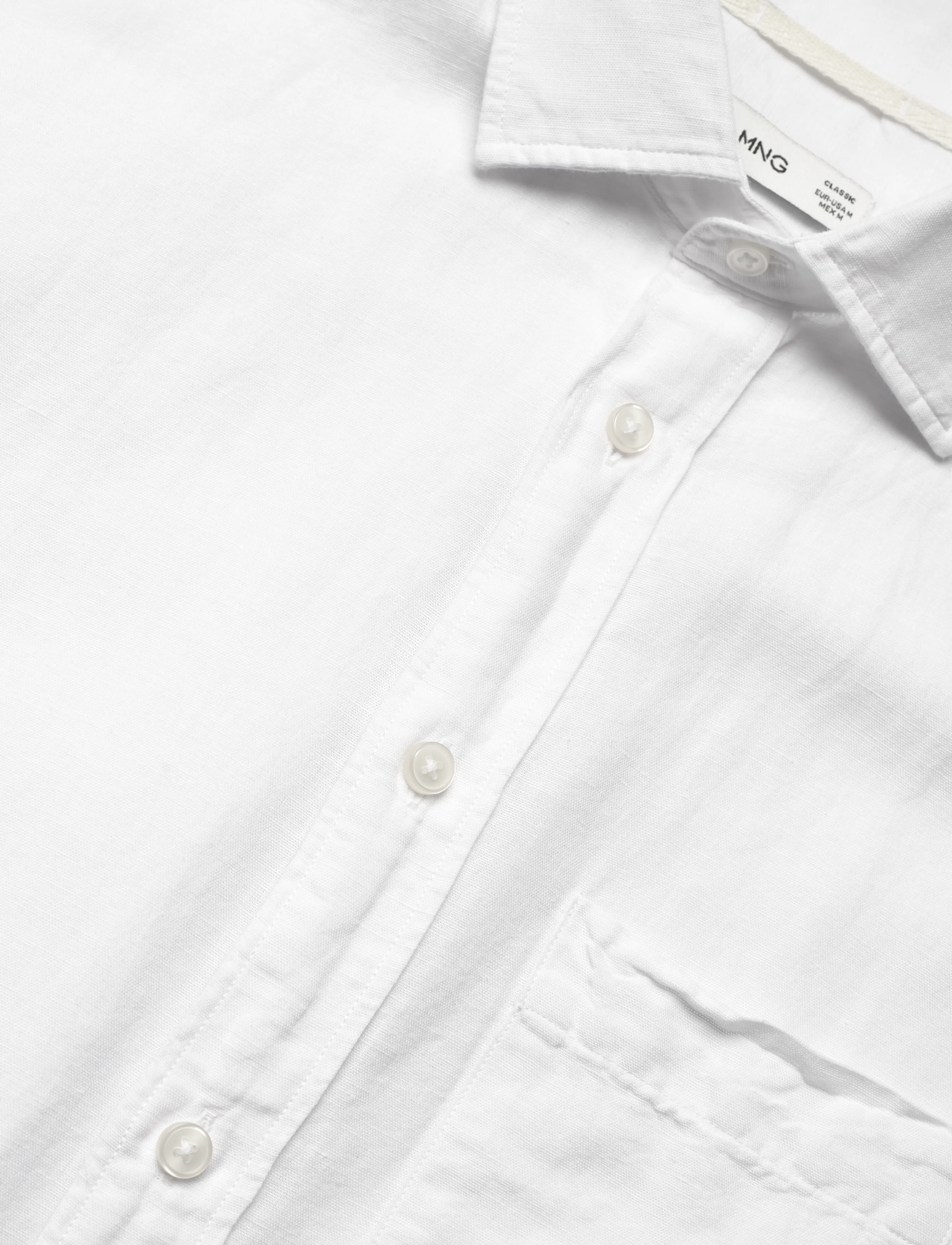 Mango - Pocket linen shirt - white - 3