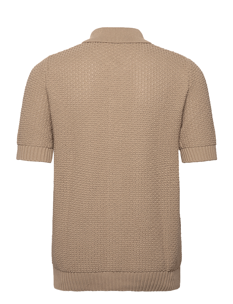Mango - Cotton knit shirt - kurzärmlige hemden - light beige - 1