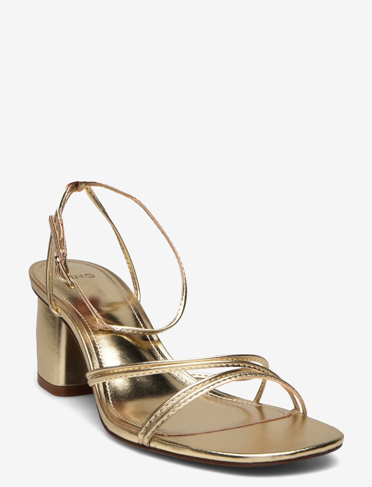 Mango - Heeled sandal with crossed straps - sandaletter - gold - 0