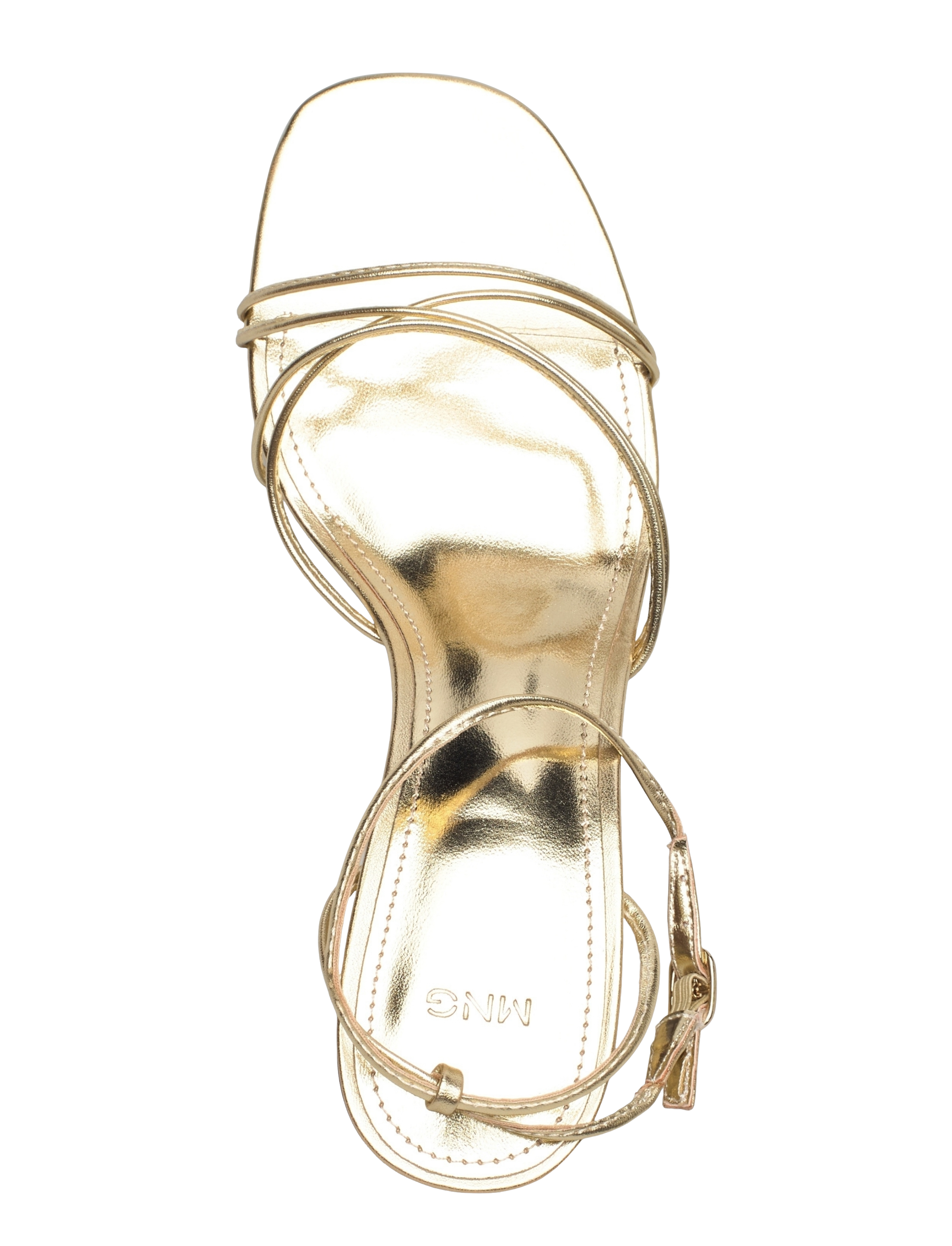 Mango - Heeled sandal with crossed straps - gold - 3