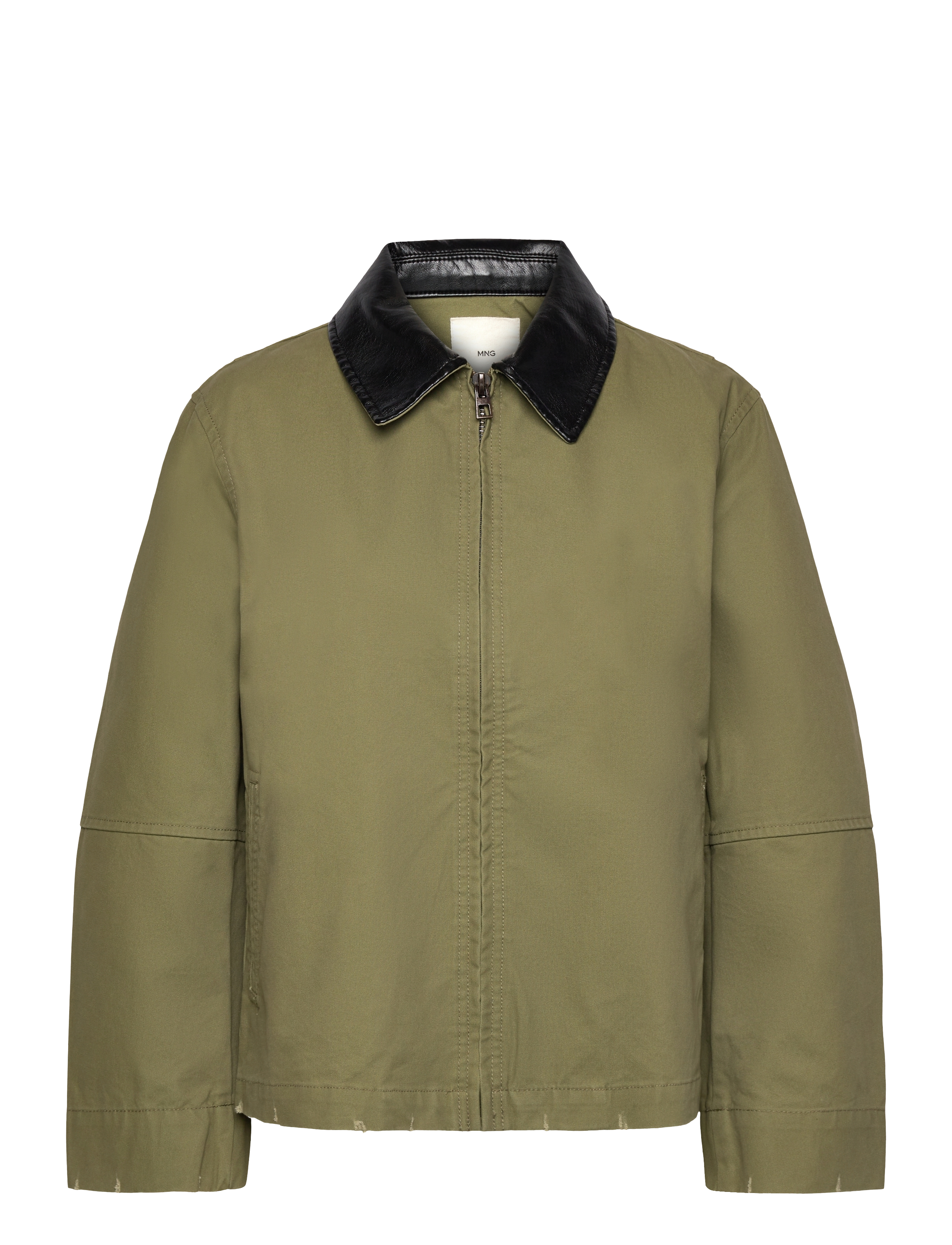 Mango Cotton Jacket With Contrasting Collar, XS, Jackets, Grün - Light-summer Jacket, Frauen
