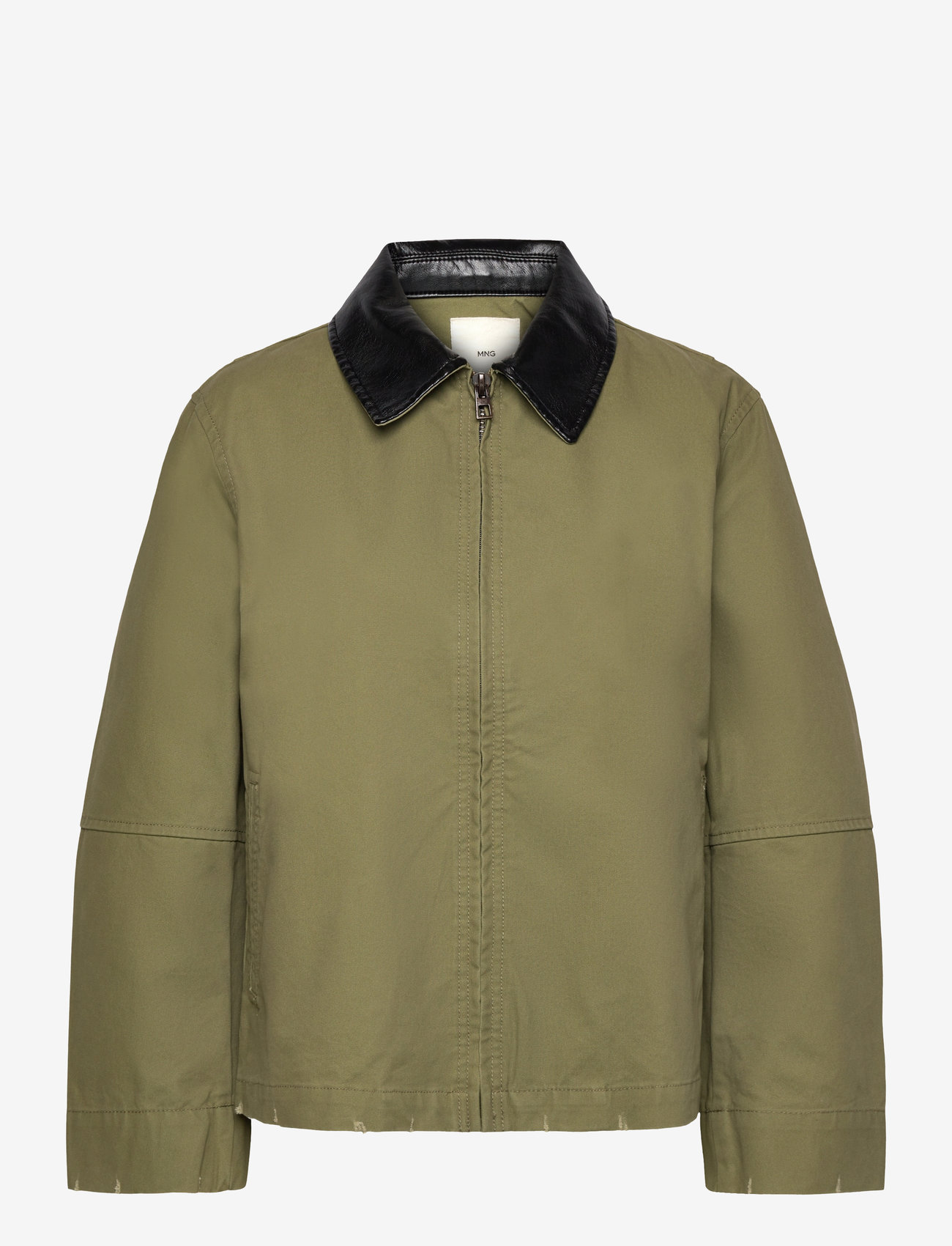 Mango - Cotton jacket with contrasting collar - vårjackor - beige - khaki - 0
