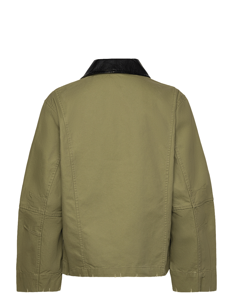 Mango - Cotton jacket with contrasting collar - overshirts - beige - khaki - 1
