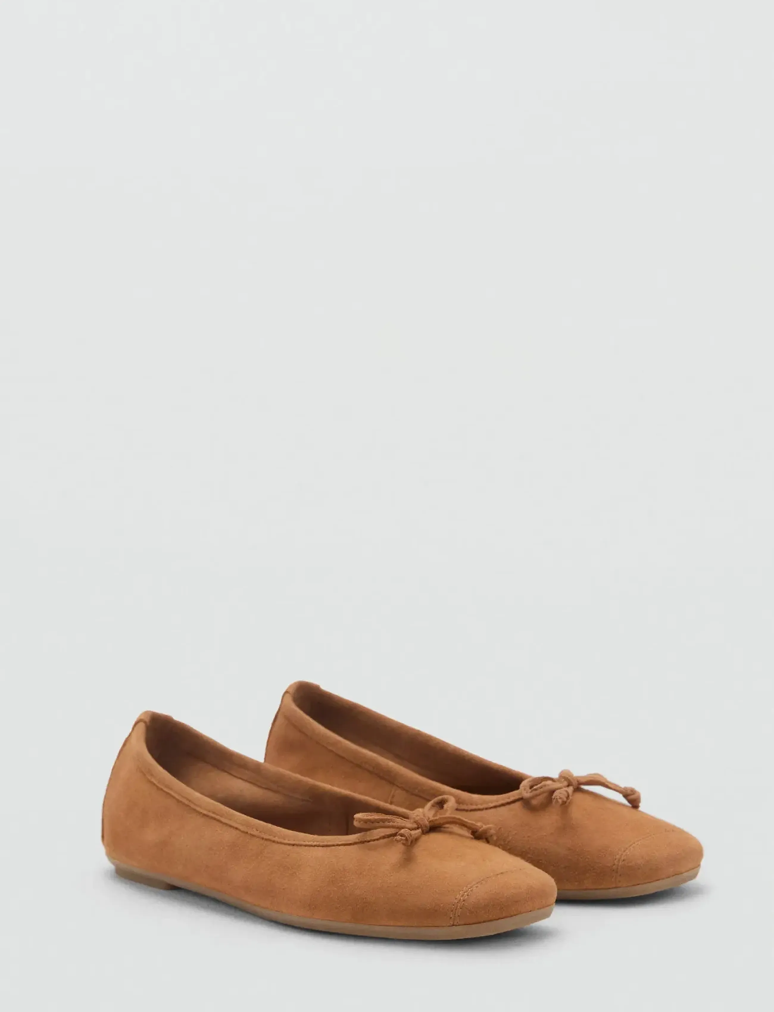 Mango Bow suede ballerina - Ballerinas - MEDIUM BROWN / beige