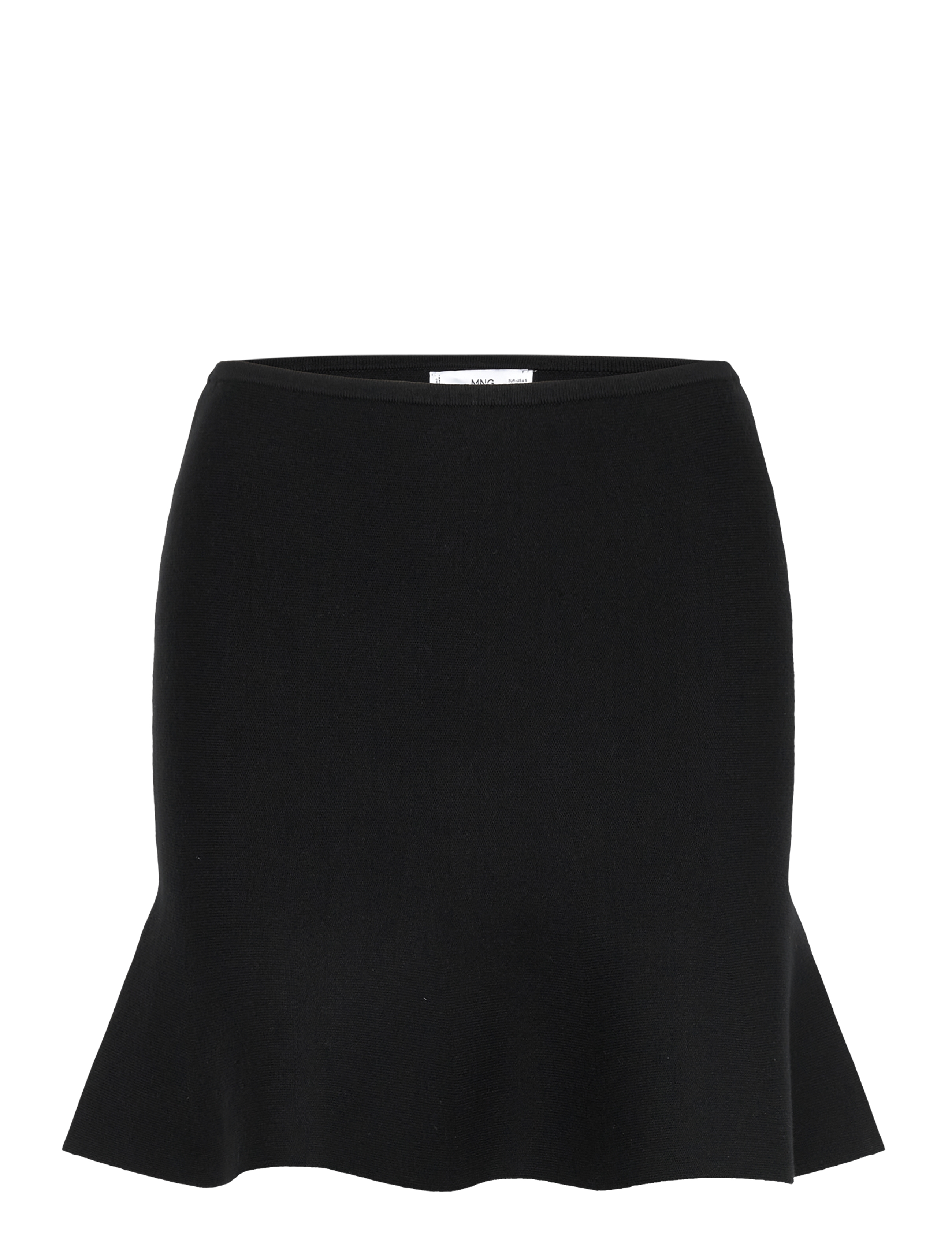 Fine-knit peplum top - BLACK