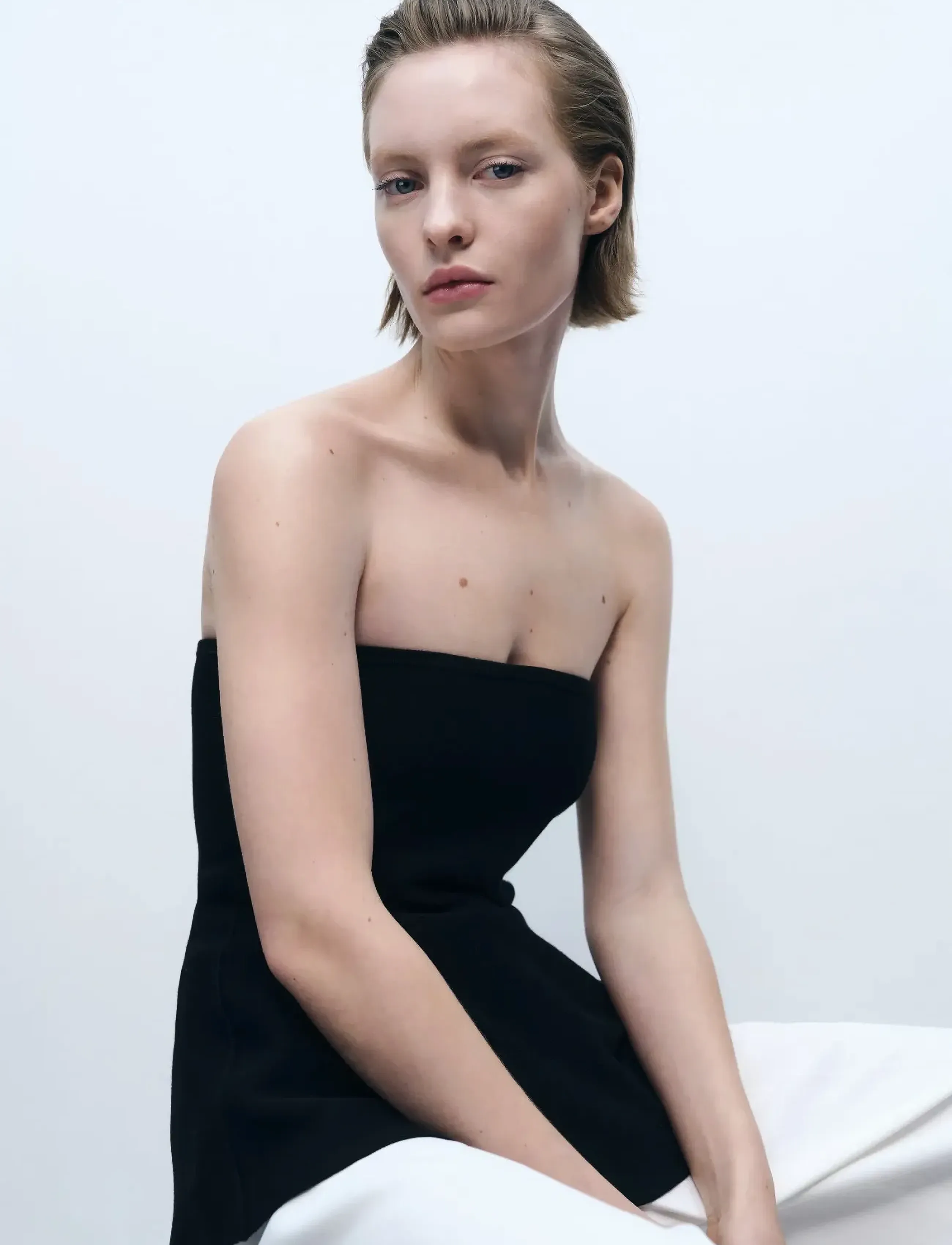 Mango Fine-Knit Peplum Top, S, Black, Nederdele > Korte Nederdele, Dame