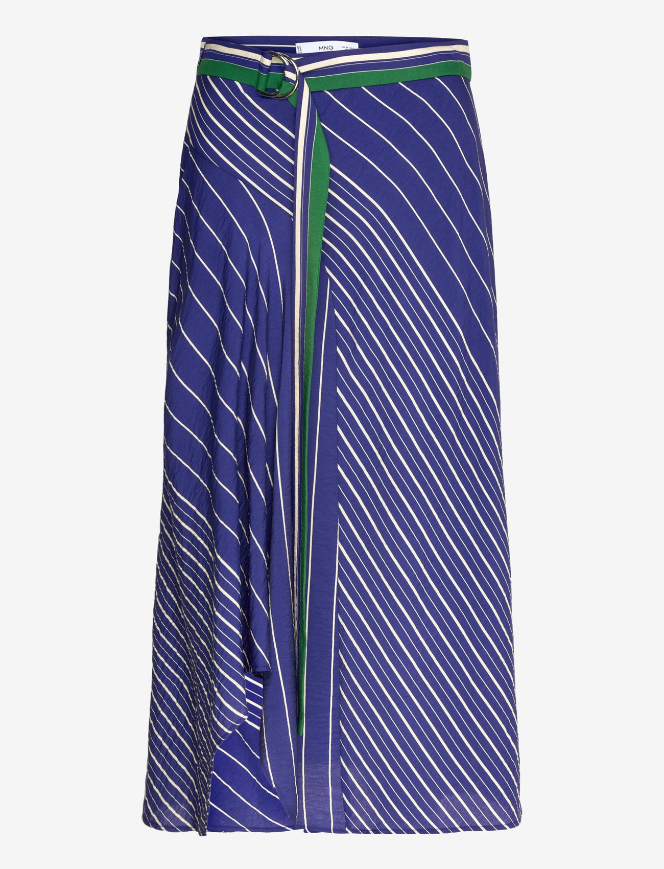 Mango - Striped midi-skirt with belt - midi kjolar - medium blue - 1
