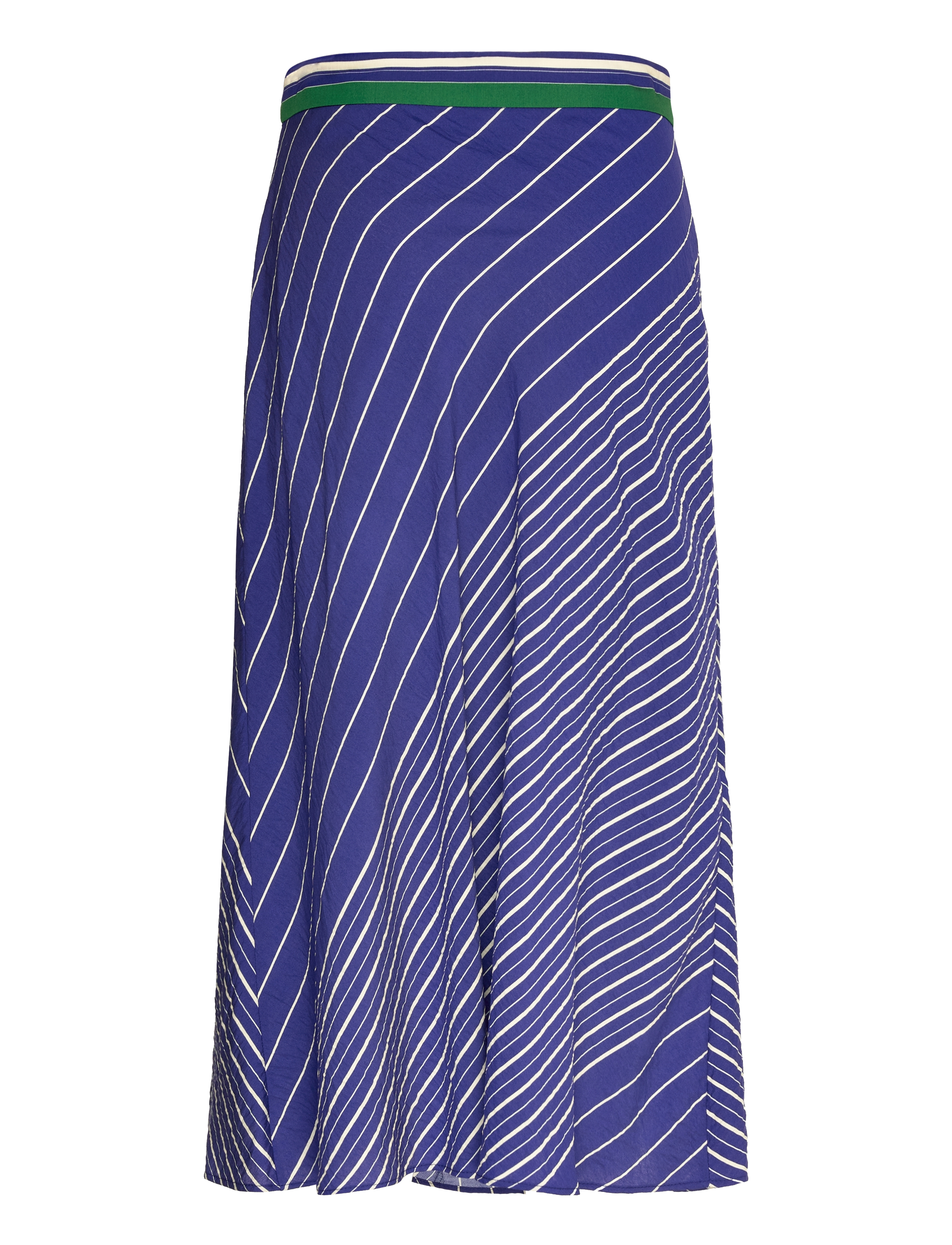 Mango - Striped midi-skirt with belt - medium blue - 2