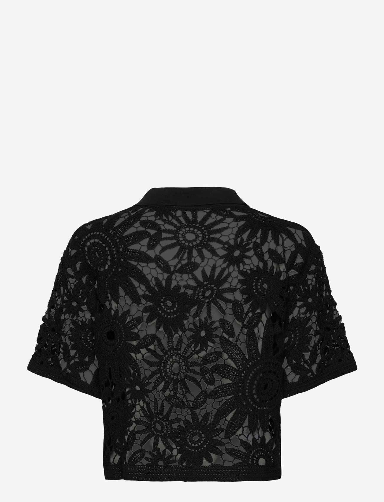 Mango - Short-sleeved crochet cardigan - cardigans - black - 2