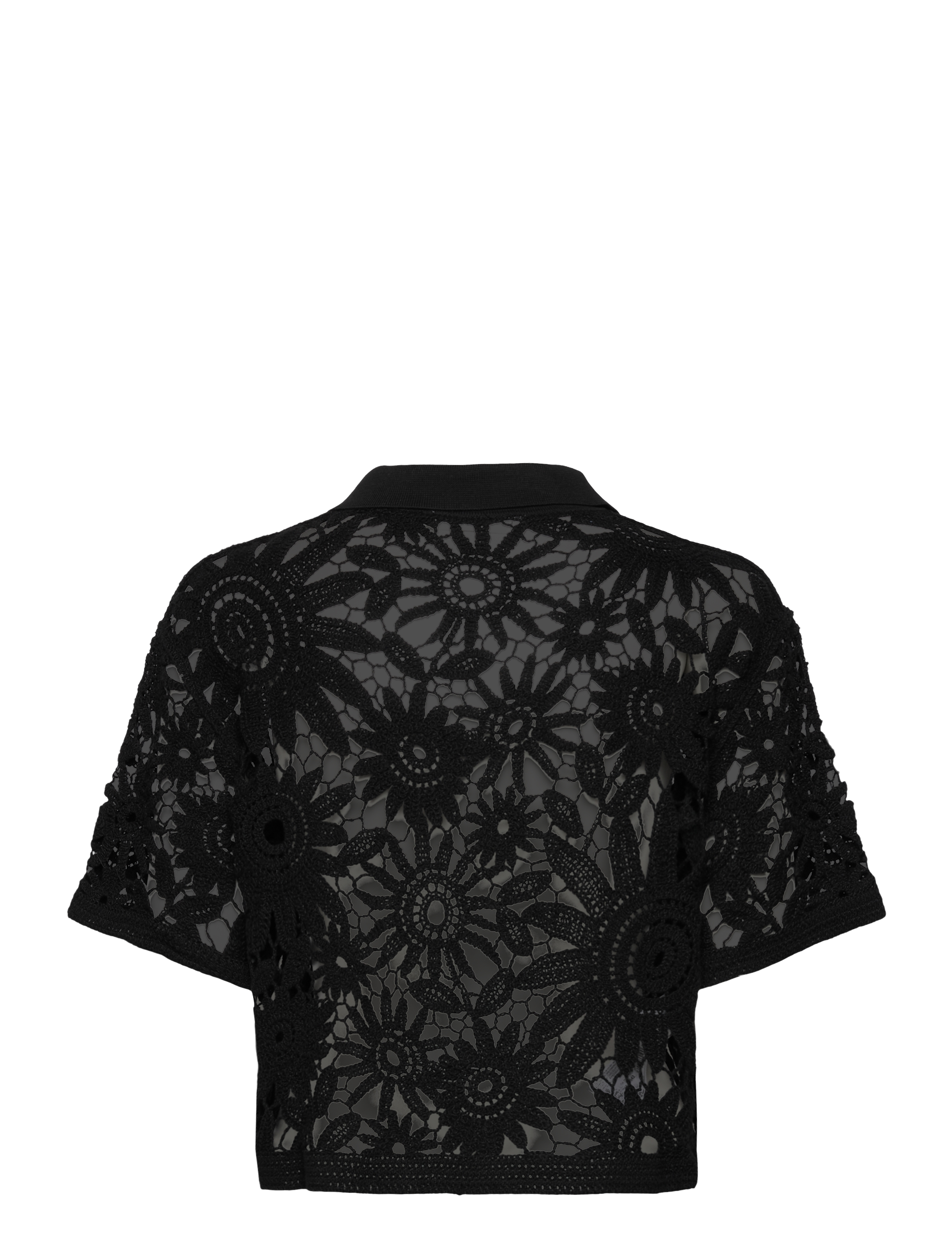Mango - Short-sleeved crochet cardigan - cardigans - black - 2