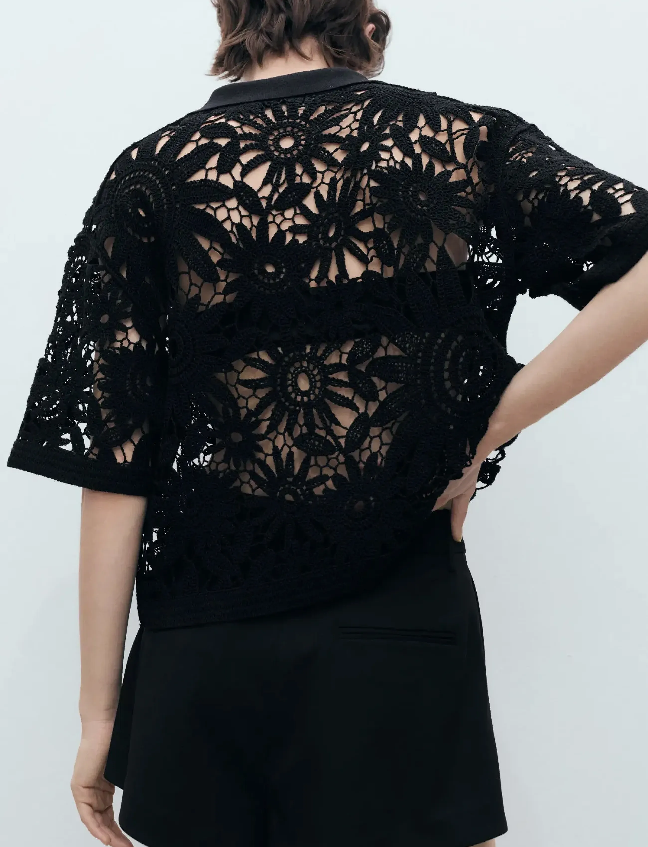 Short-Sleeved Crochet Cardigan 2