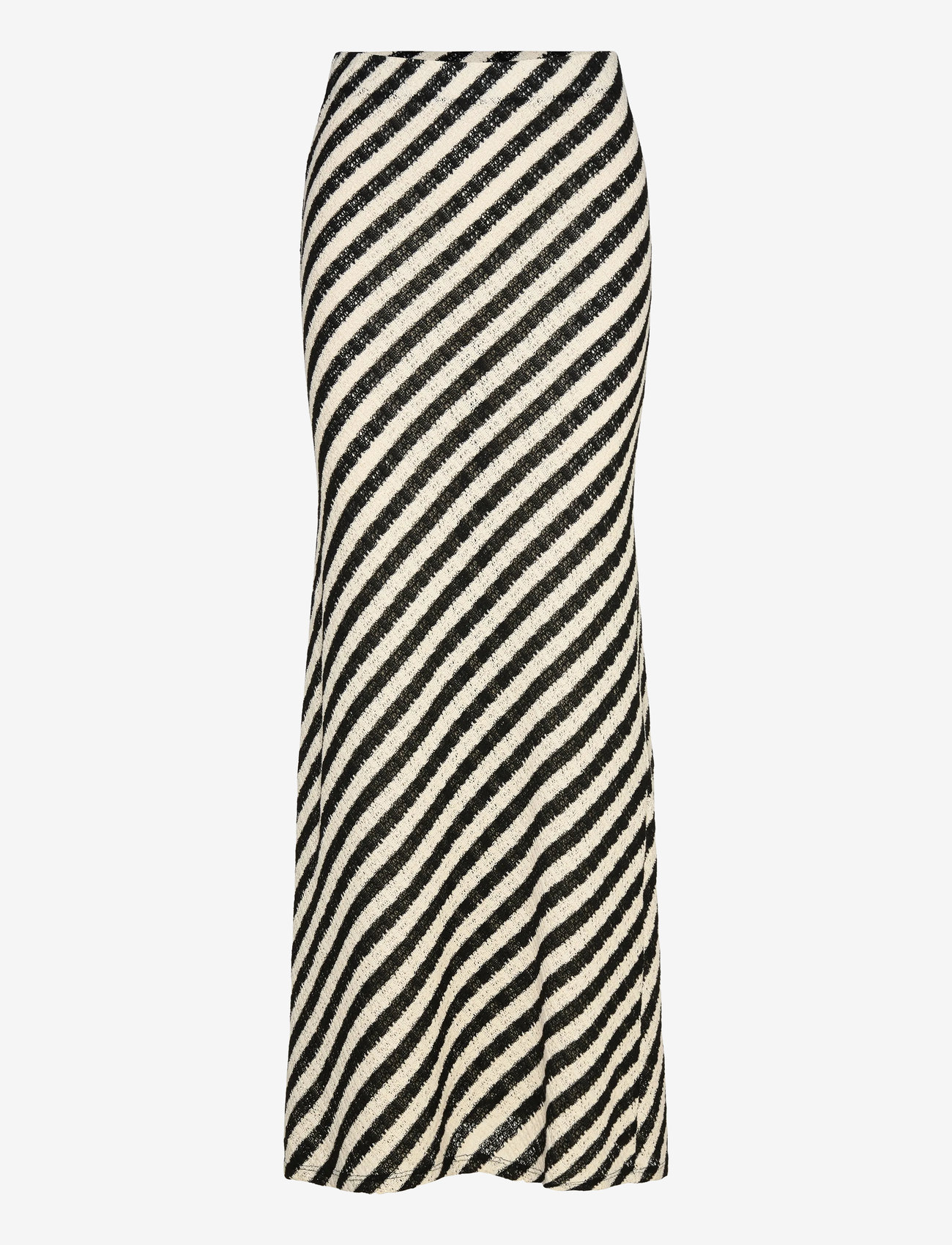 Mango - Long striped knitted skirt - black - 1