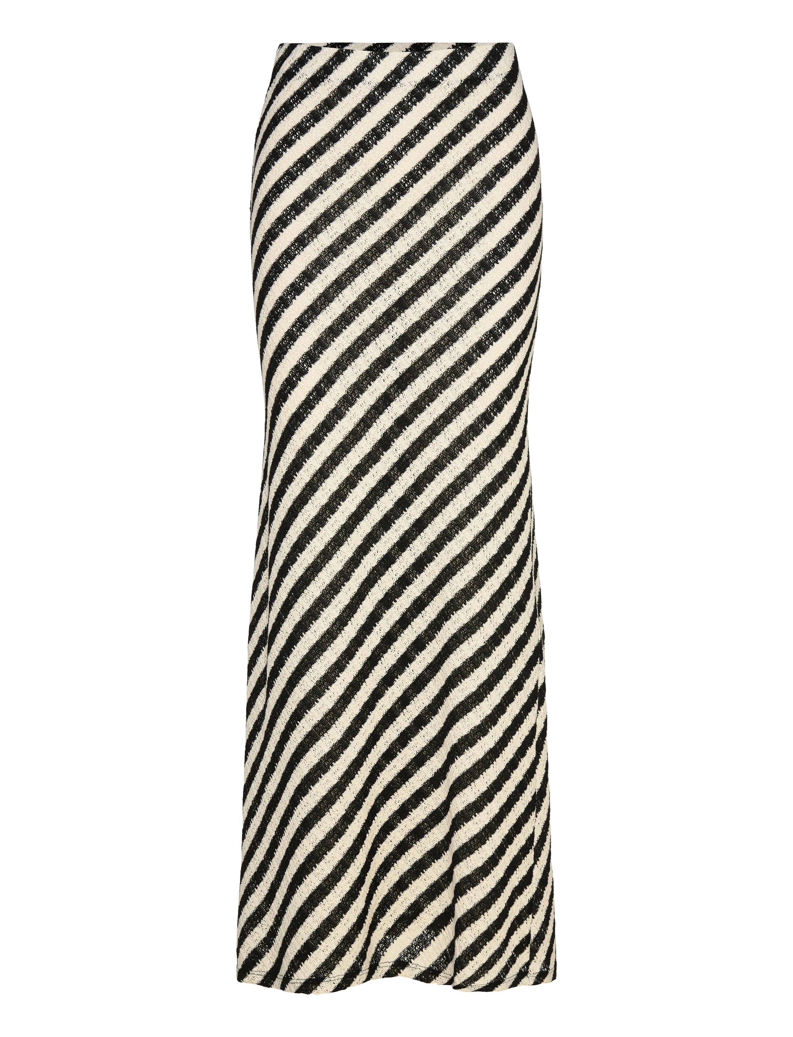 Long striped knitted skirt - BLACK