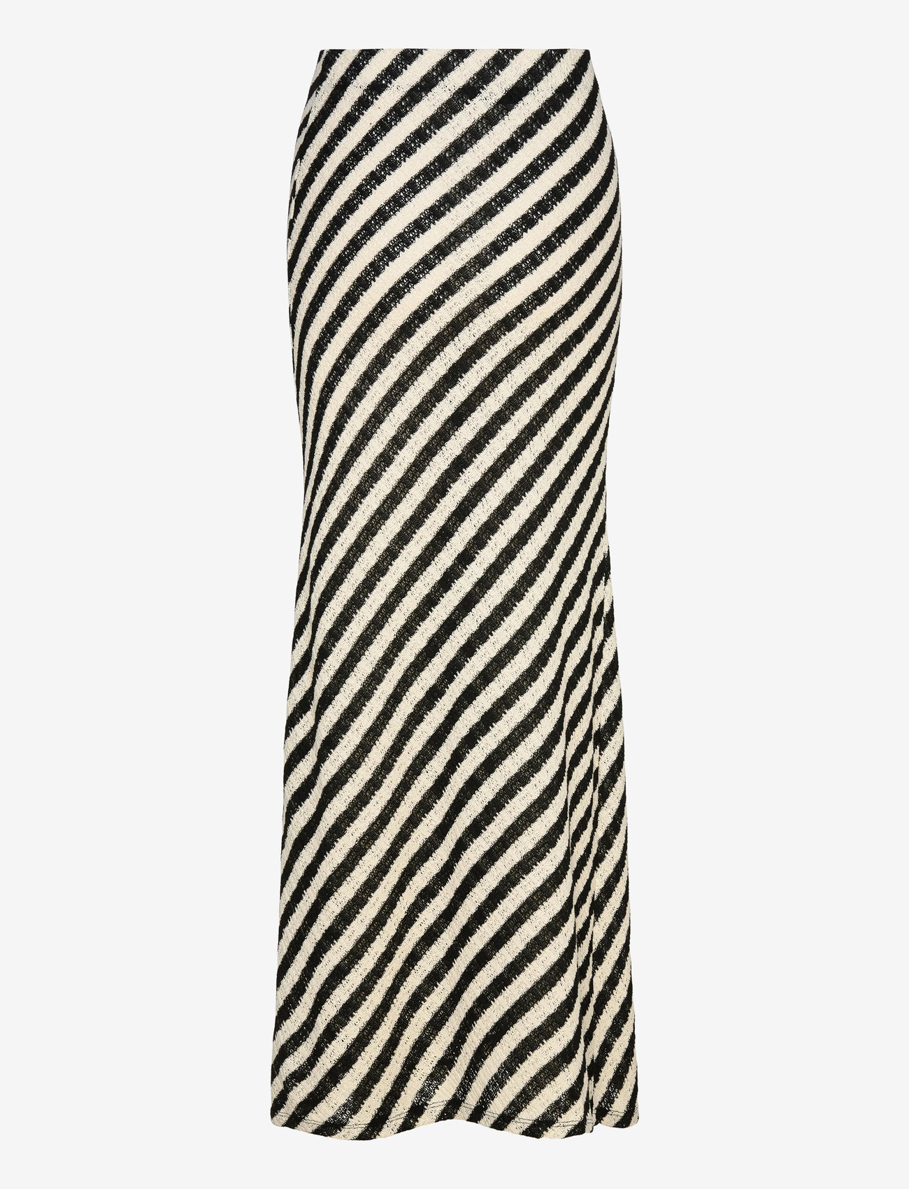 Mango - Long striped knitted skirt - black - 2