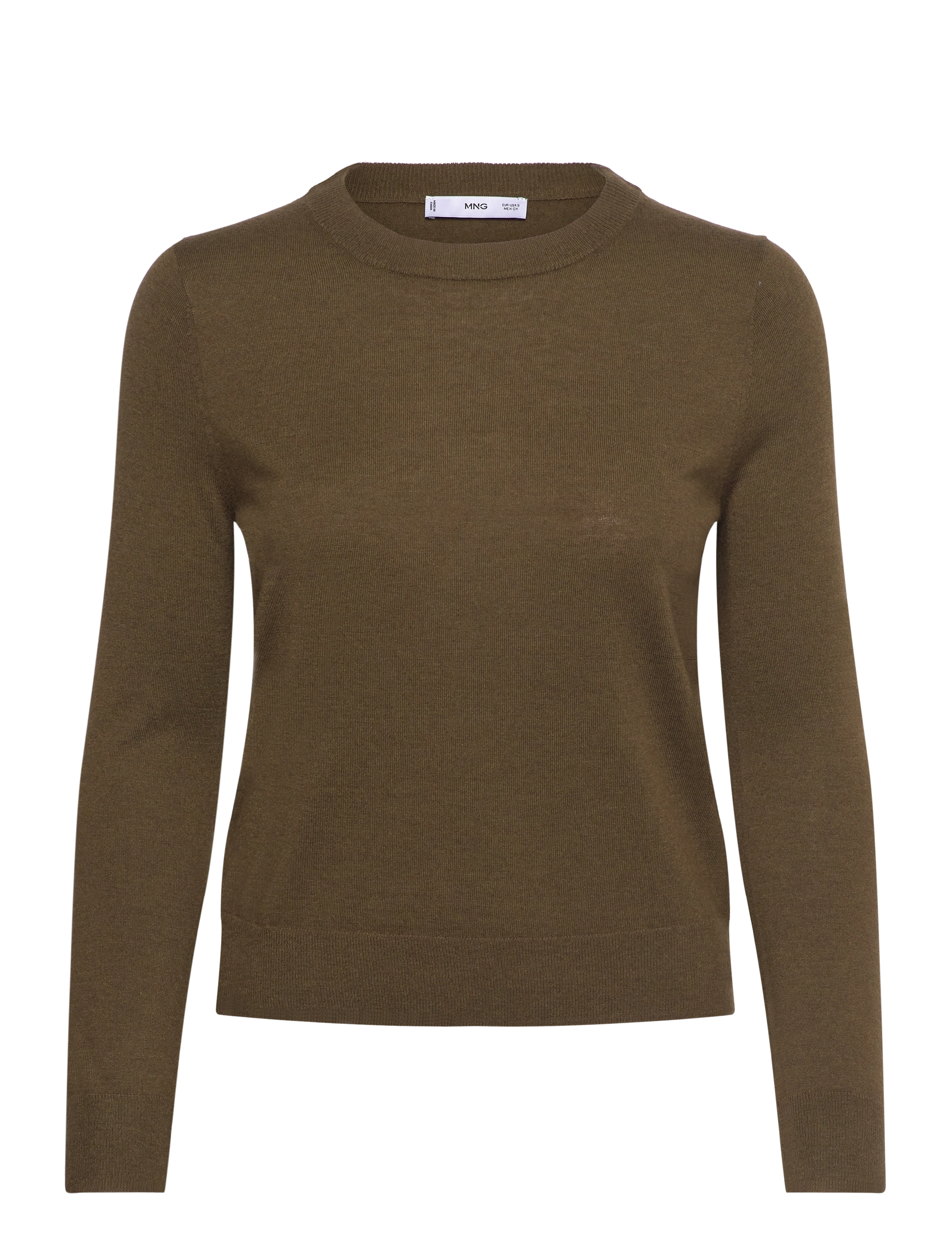MANGO Wolle-Blend Rund-Neck Pullover Khaki - XS - Damen