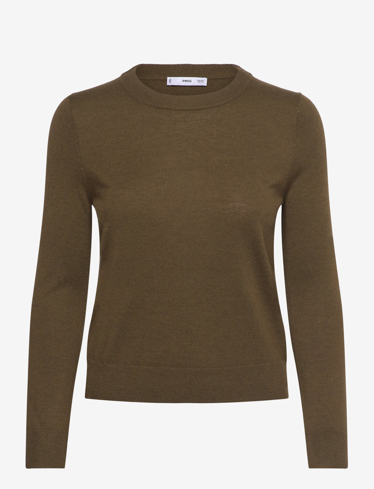 Mango - Wool-blend round-neck sweater - efterårstøj - beige - khaki - 0