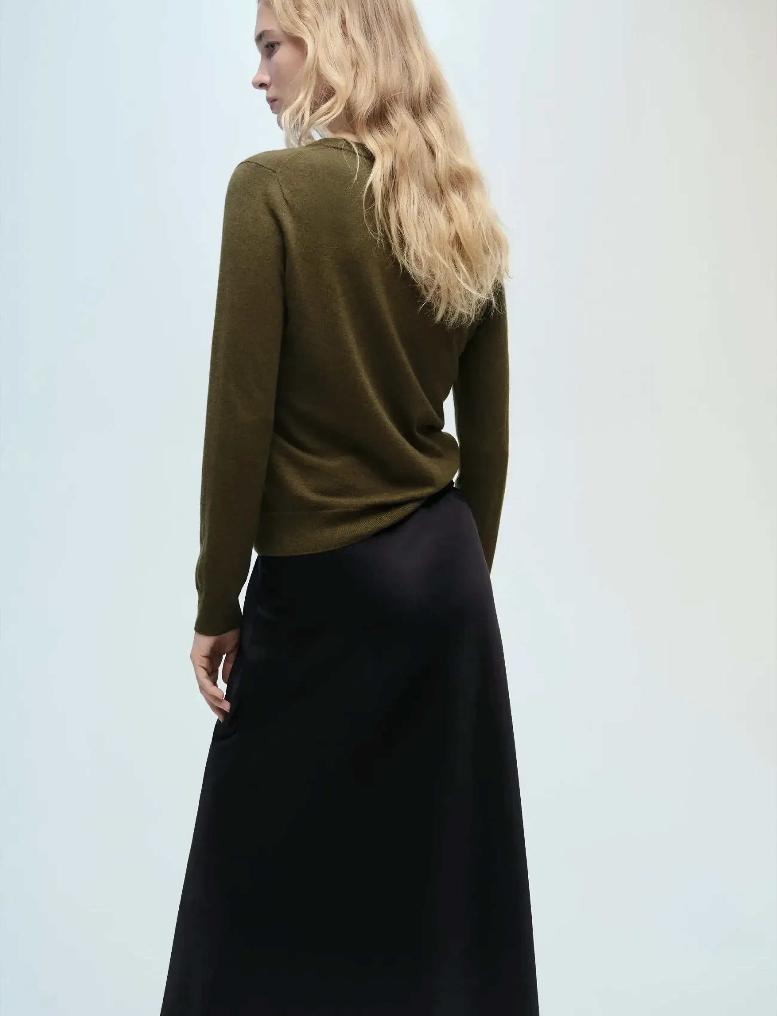 Mango - Wool-blend round-neck sweater - trøjer - beige - khaki - 4