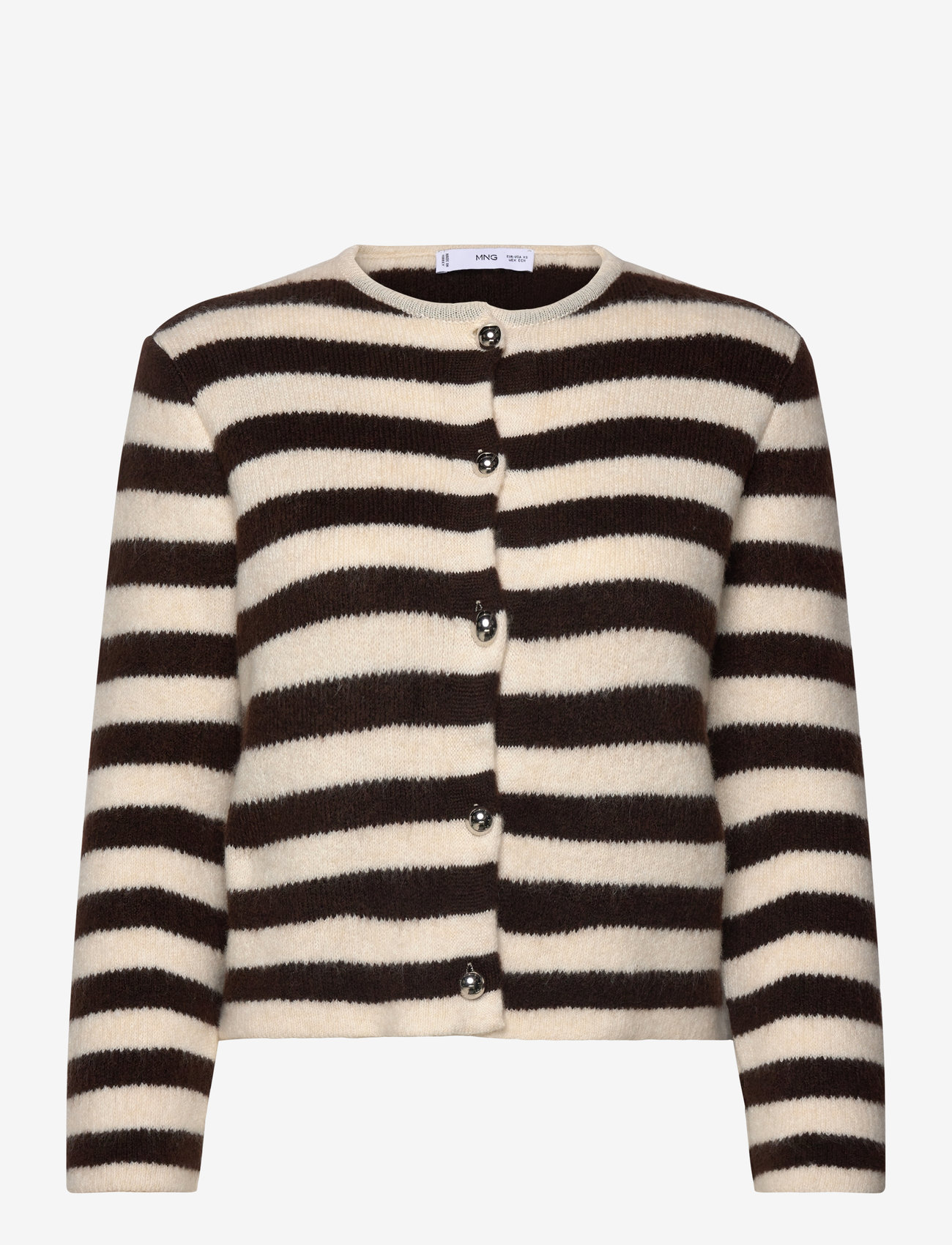 Mango - Striped cardigan with buttons - light beige - 0