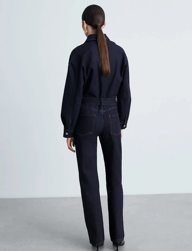 Mango - Rinse-wash denim jumpsuit with belt - jumpsuits - open blue - 3