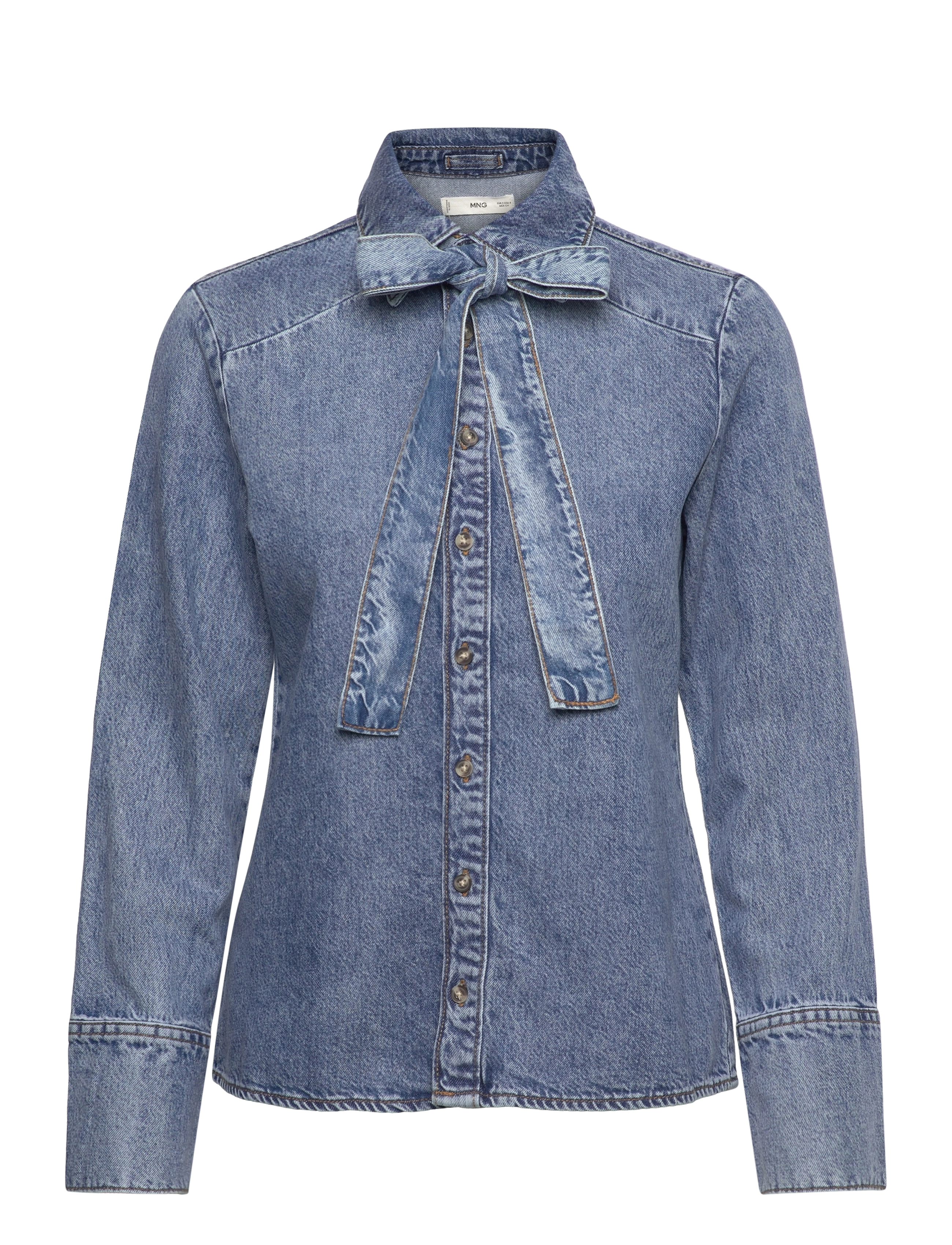 Mango Denim shirt with bow - Skjorter - OPEN BLUE / blue