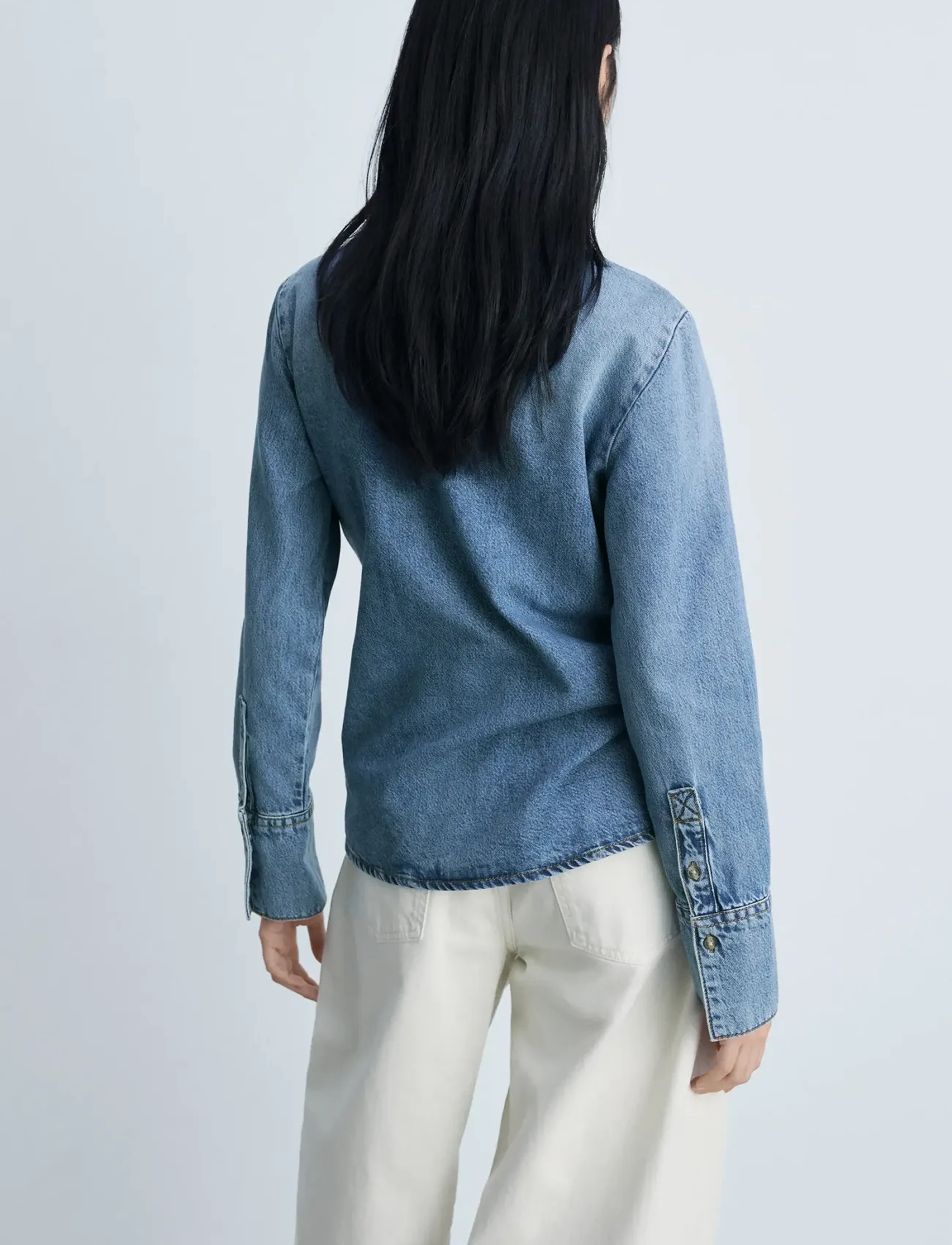 Denim Shirt With Bow 2