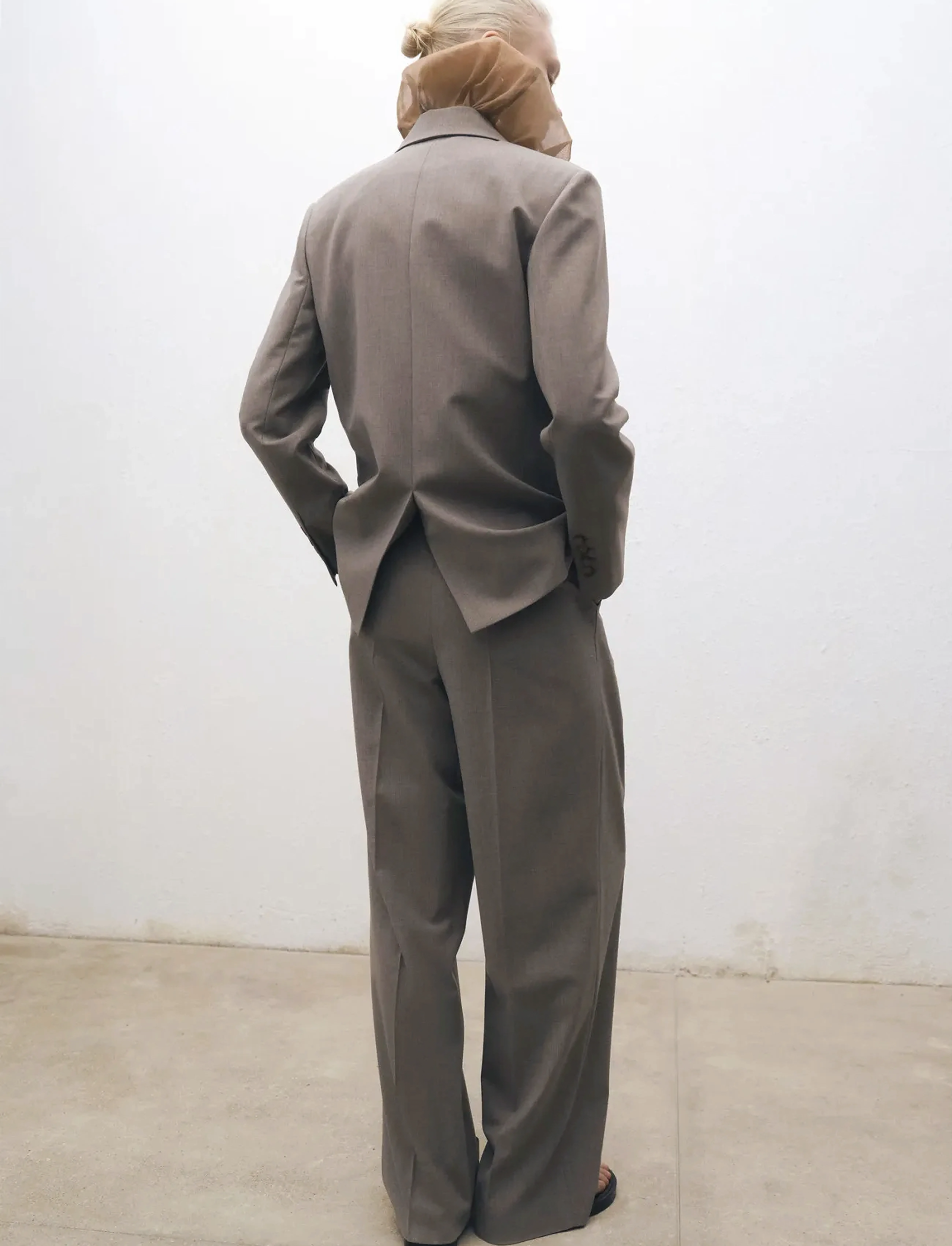 Mango - Wide leg wool-blend suit trousers - kostymbyxor - medium brown - 3