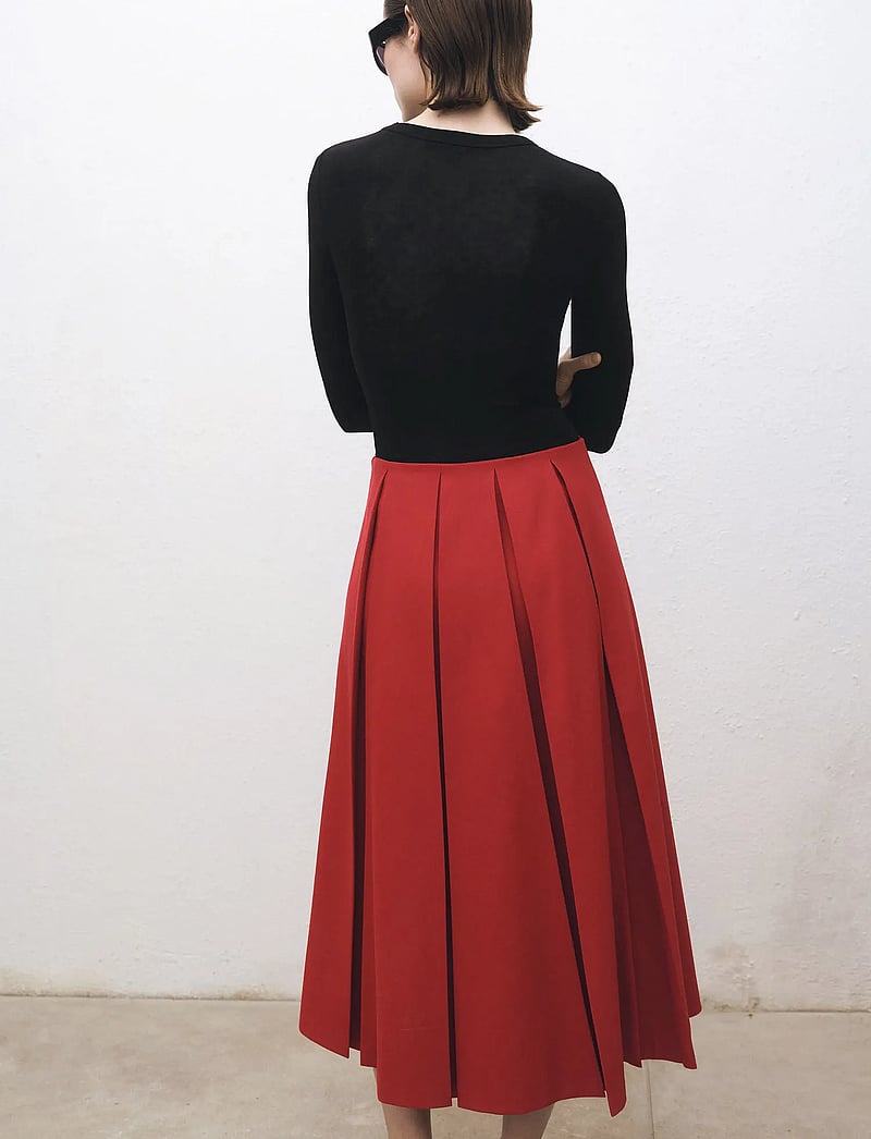 Mango - Wool-blend pleated skirt - plisserade kjolar - red - 3