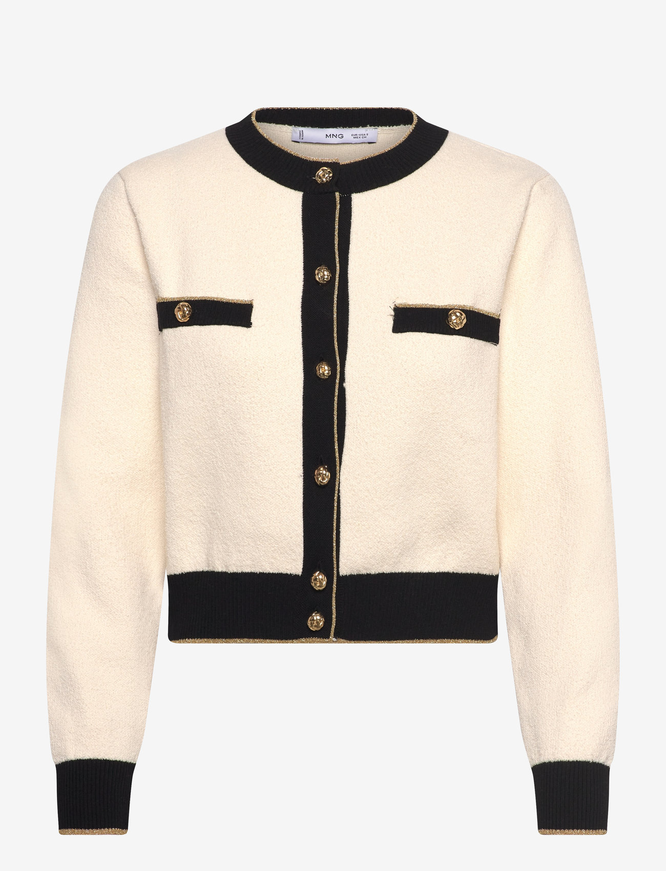 Mango - Knitted cardigan with double trim - efterårstøj - light beige - 1